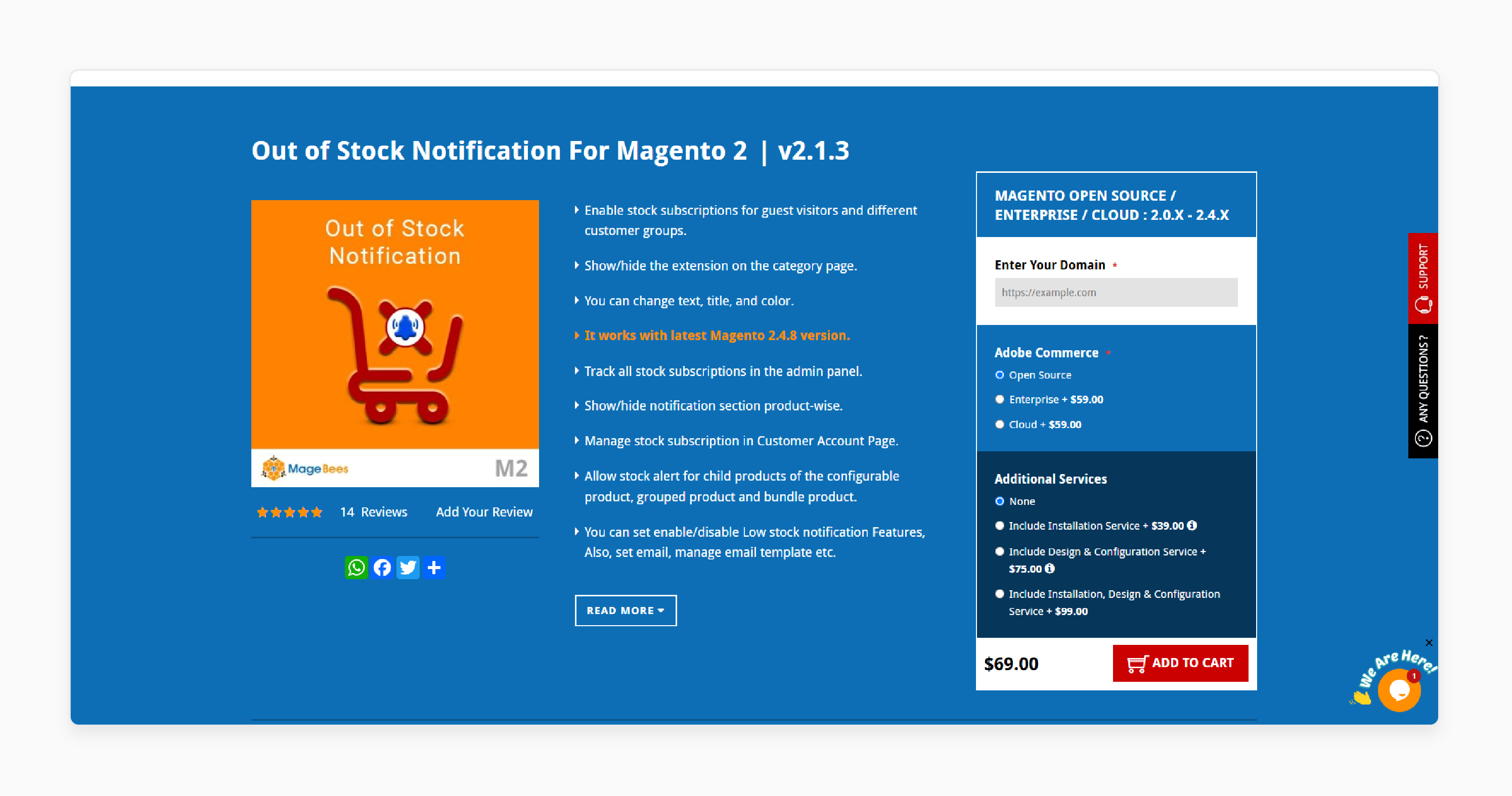 magento 2 out-of-stock alert tool by magebees with admin panel controls