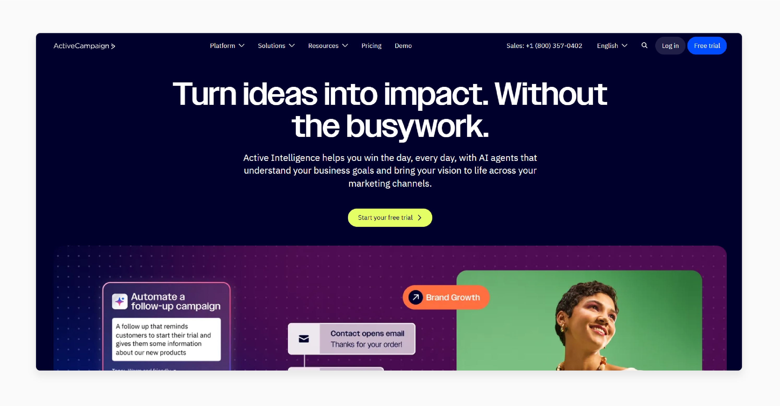 activecampaign dashboard showing ai-powered campaign workflows