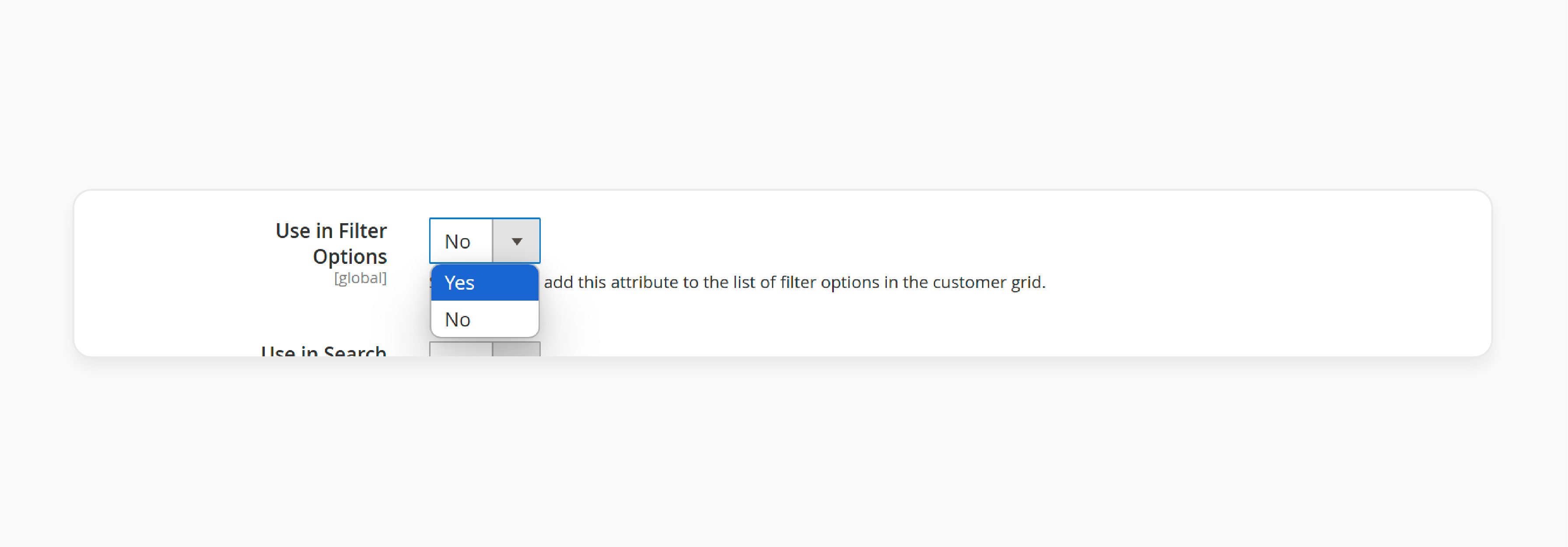 Set the Magento 2 Customer Attributes filter options