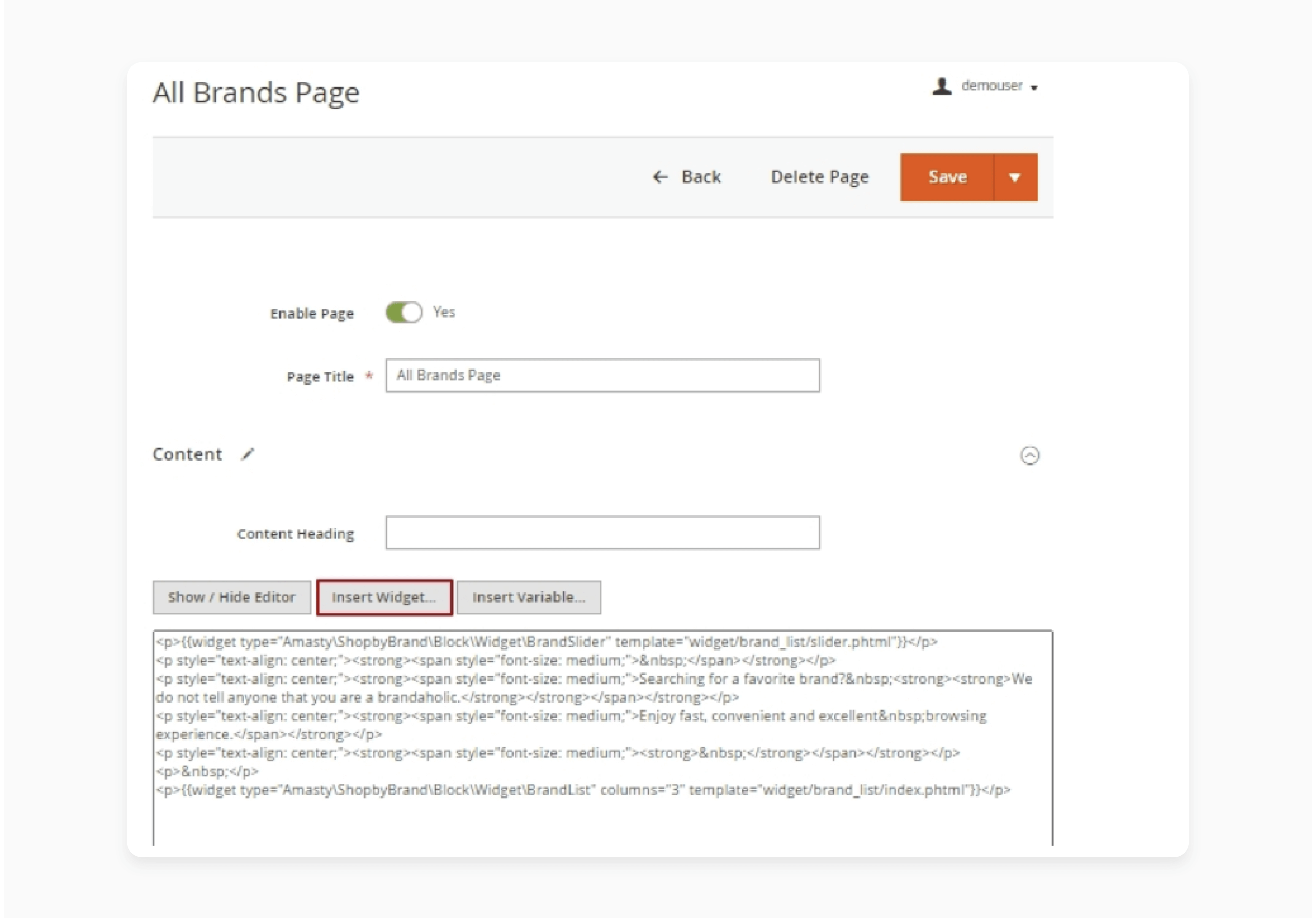 Customizing brand pages using CMS blocks in Magento 2