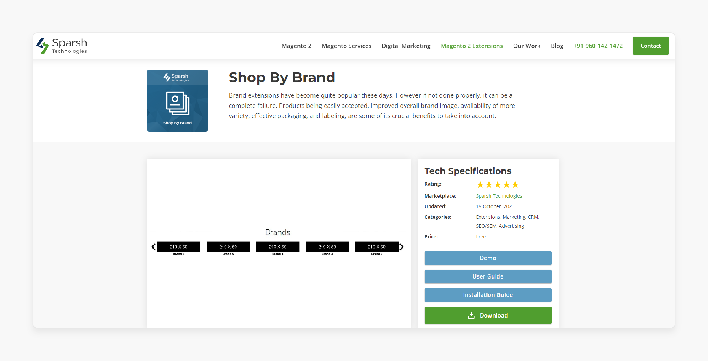 Shop by brand extension for Magento 2 by Sparsh Technologies