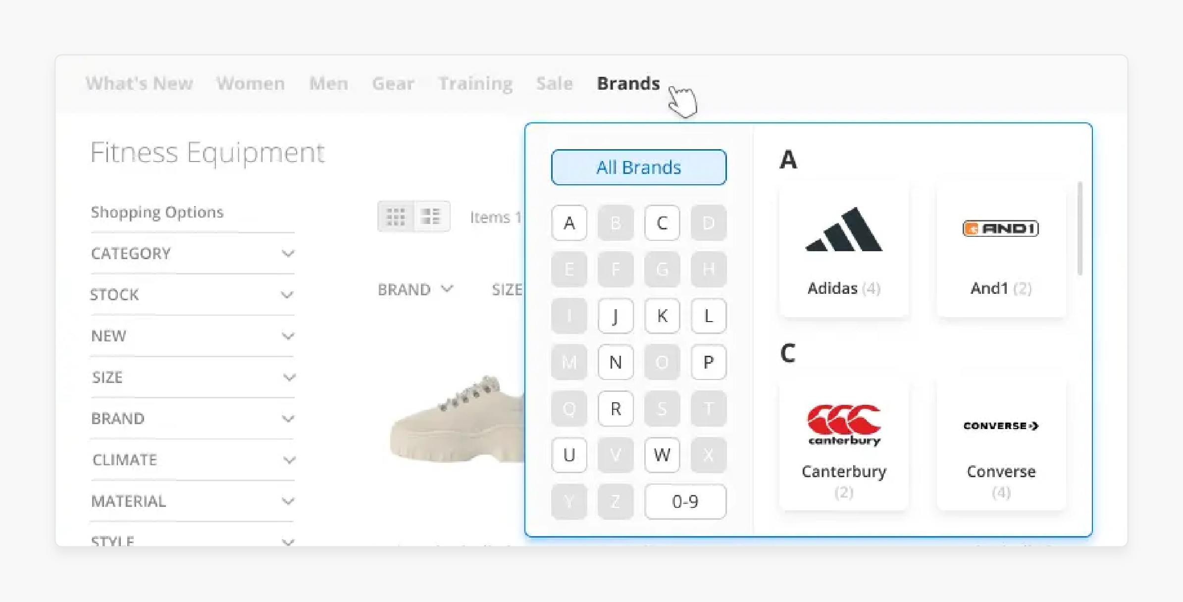 Improved usability with dropdown menu in Magento 2 shop by brand free extension