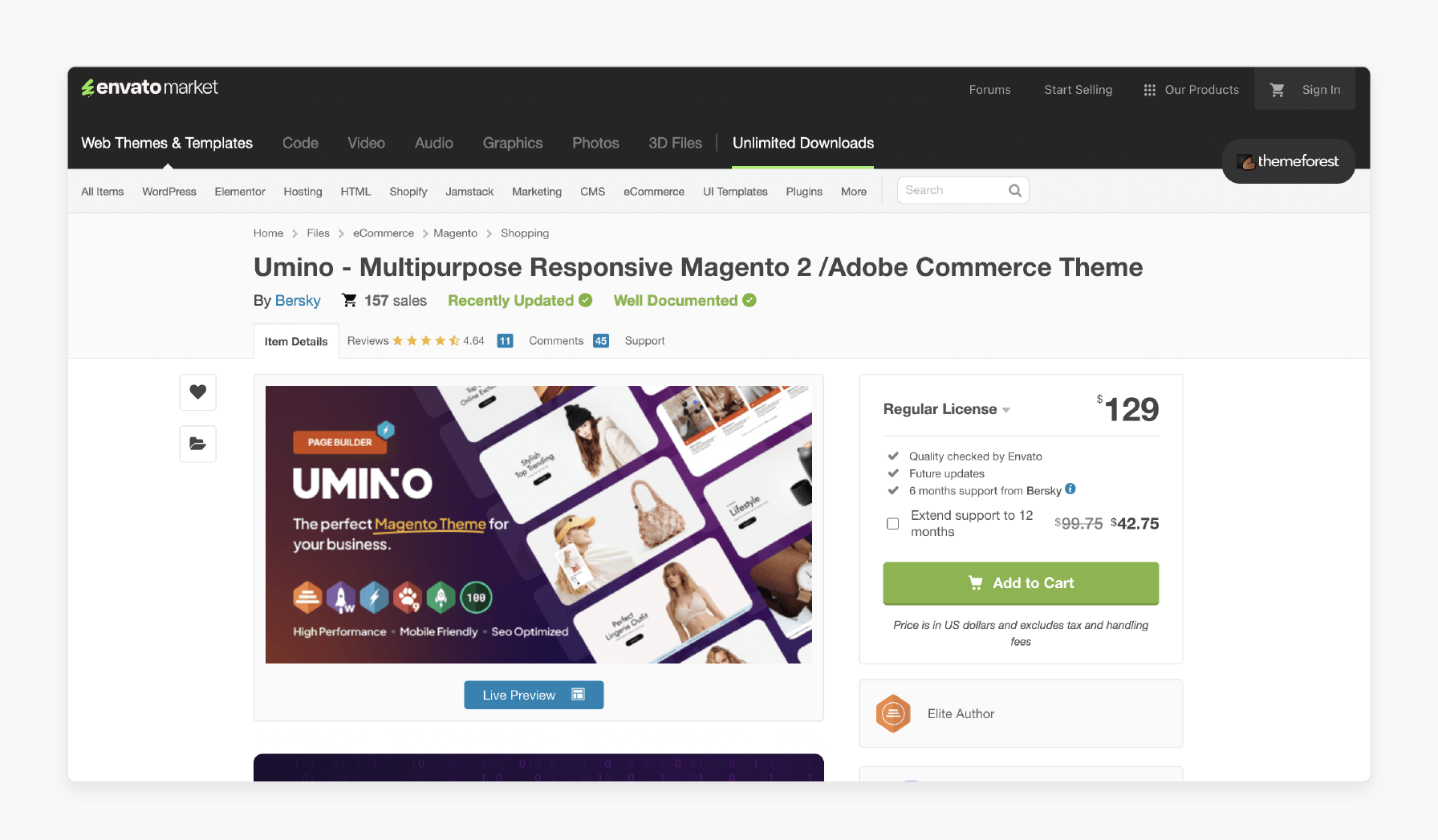 magento 2 theme by umino with mobile-optimized layouts and seo features