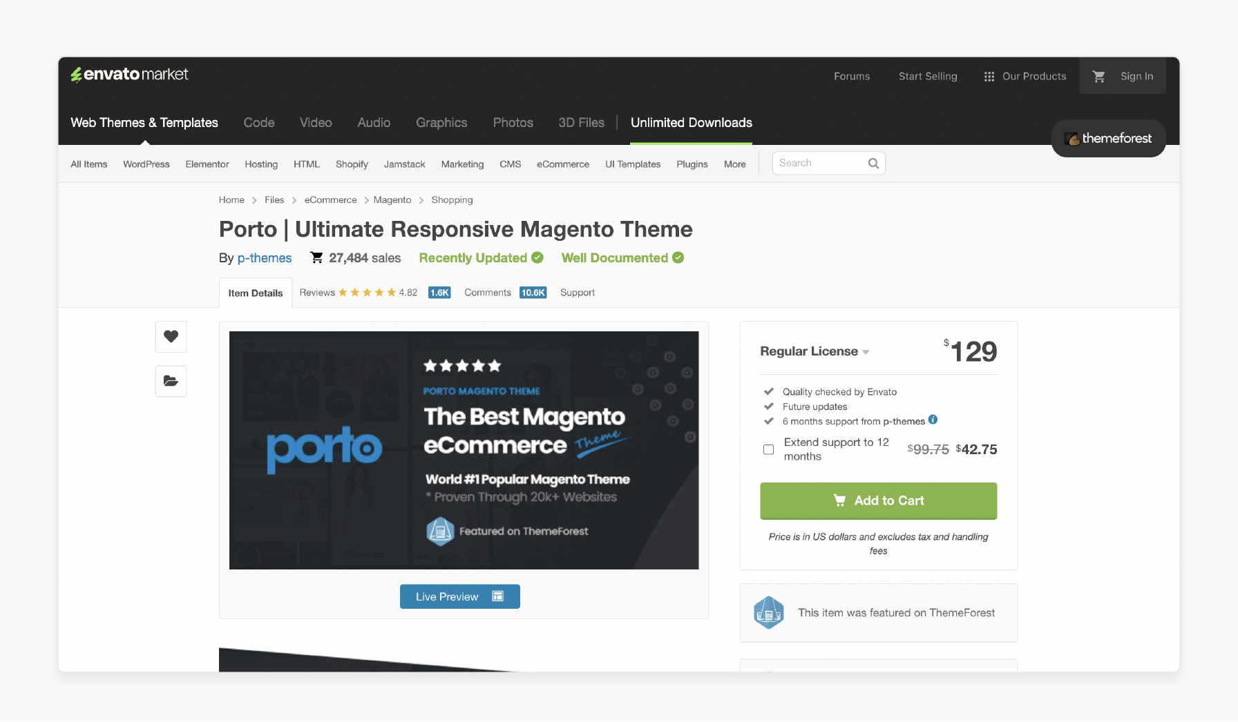 theme by porto with 40+ demos and rtl support for magento 2.4.8