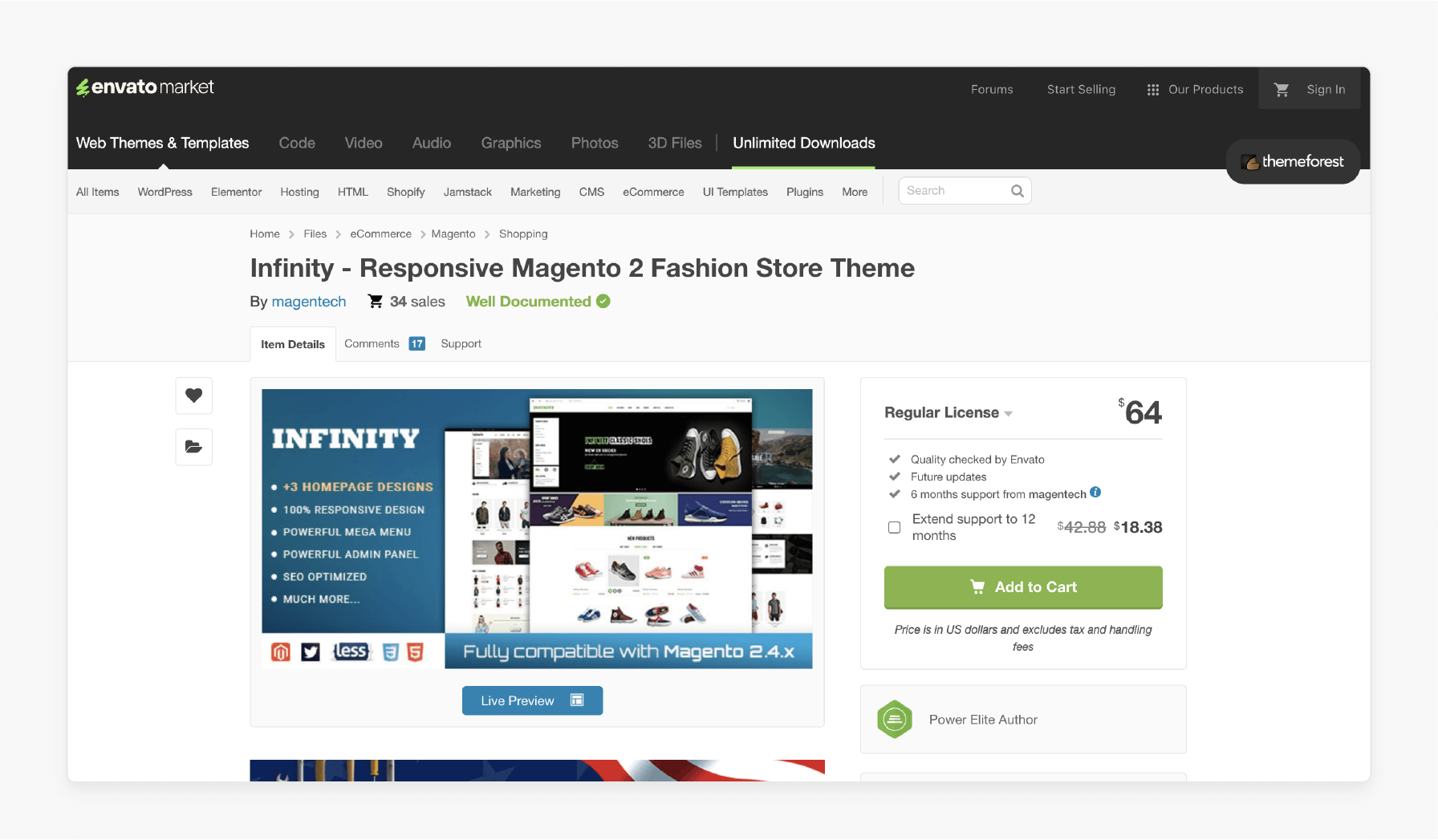 magento 2 theme by infinit with responsive layout, mega menu, and seo optimization features