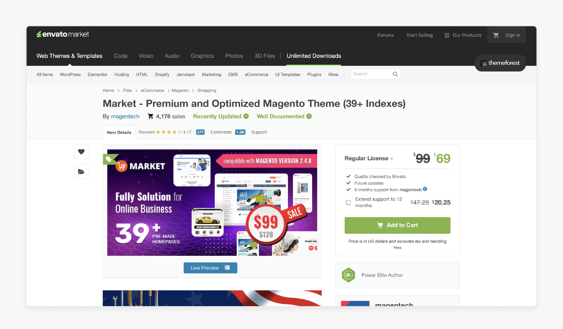 magento 2 theme by market with 39+ homepage layouts for online stores