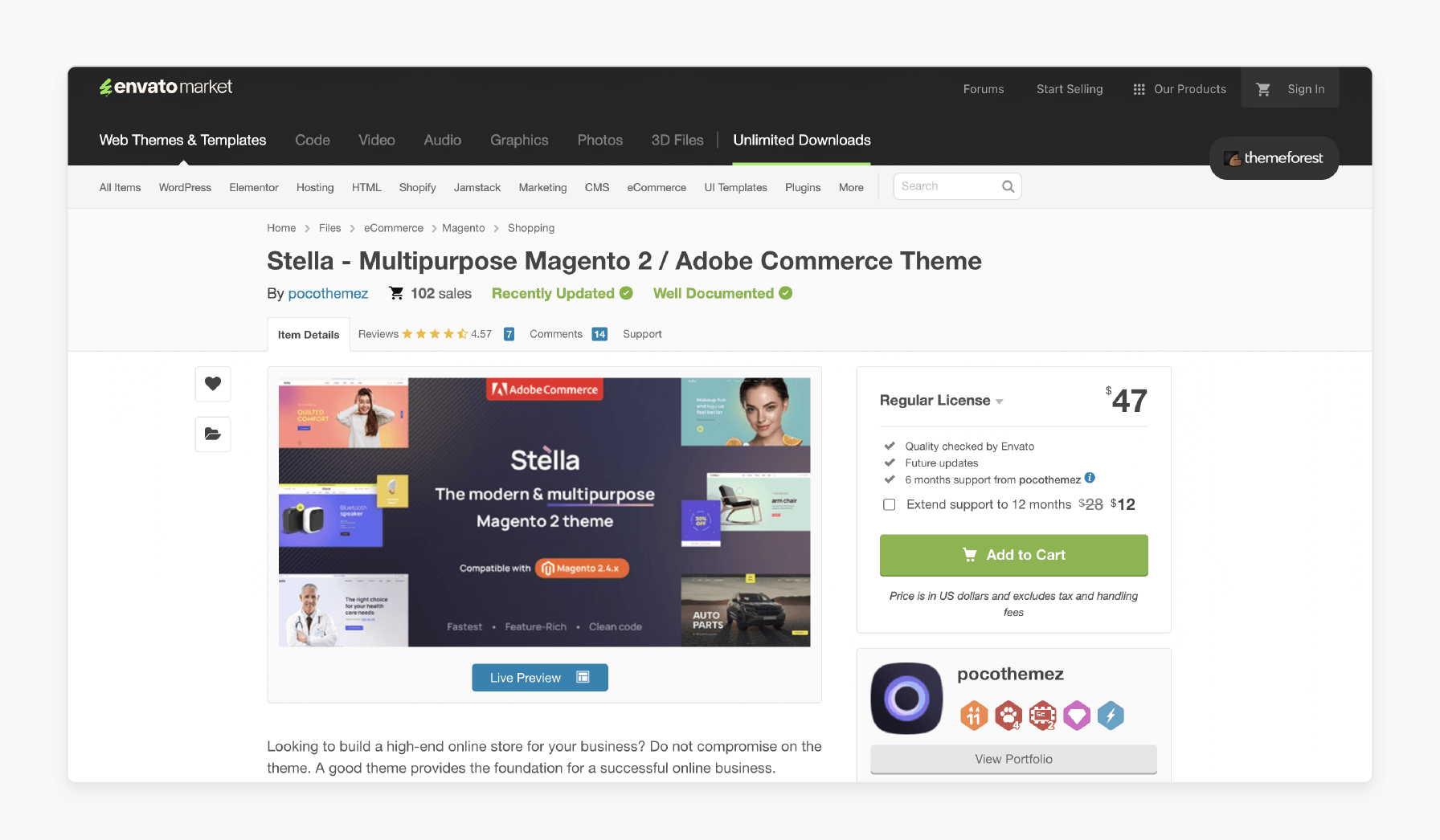 magento theme by stella designed for cosmetics, fashion, and medical stores