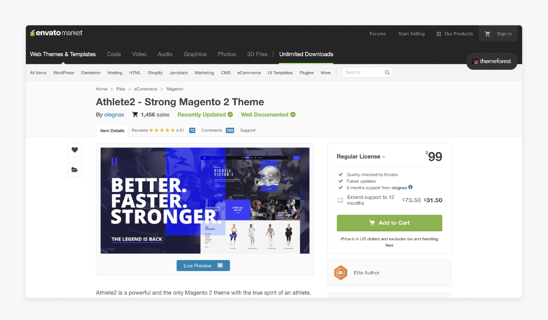 magento 2 theme by athlete2 featuring sports-focused layouts and sticky headers