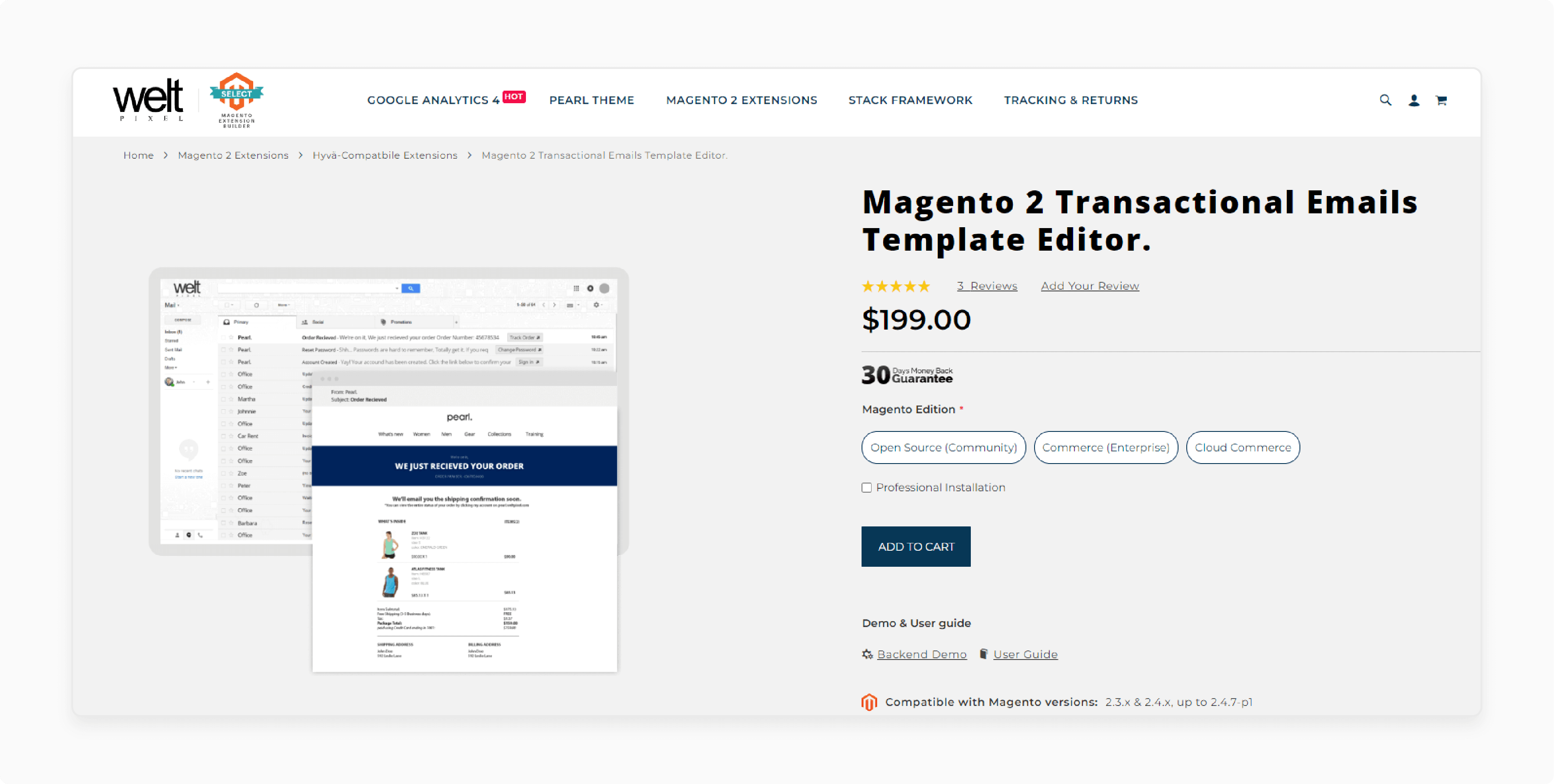 WeltPixel Magento 2 Transactional Emails Template Editor Extension Magento 2 Transactional Emails Template Editor Extension by WeltPixel with Gmail markup and dynamic product recommendations