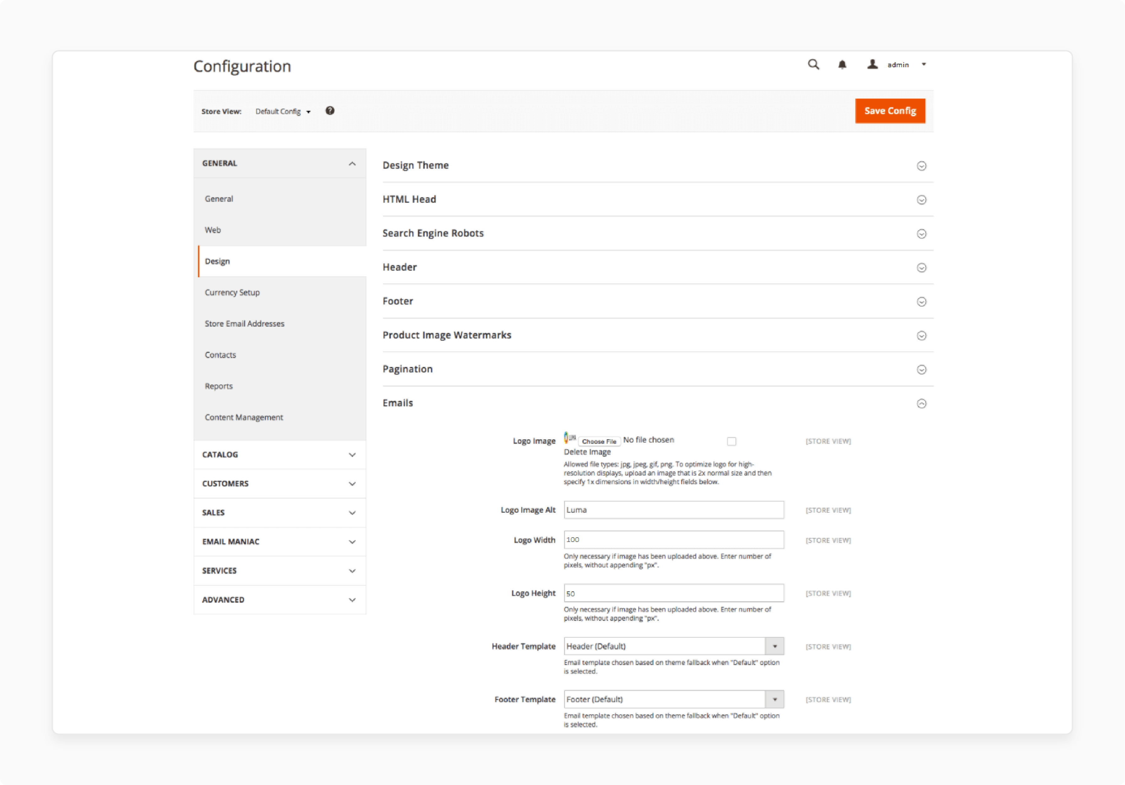 Configure Email Template Settings in Magento 2 Admin Panel Configuring email template settings in Magento 2 admin panel