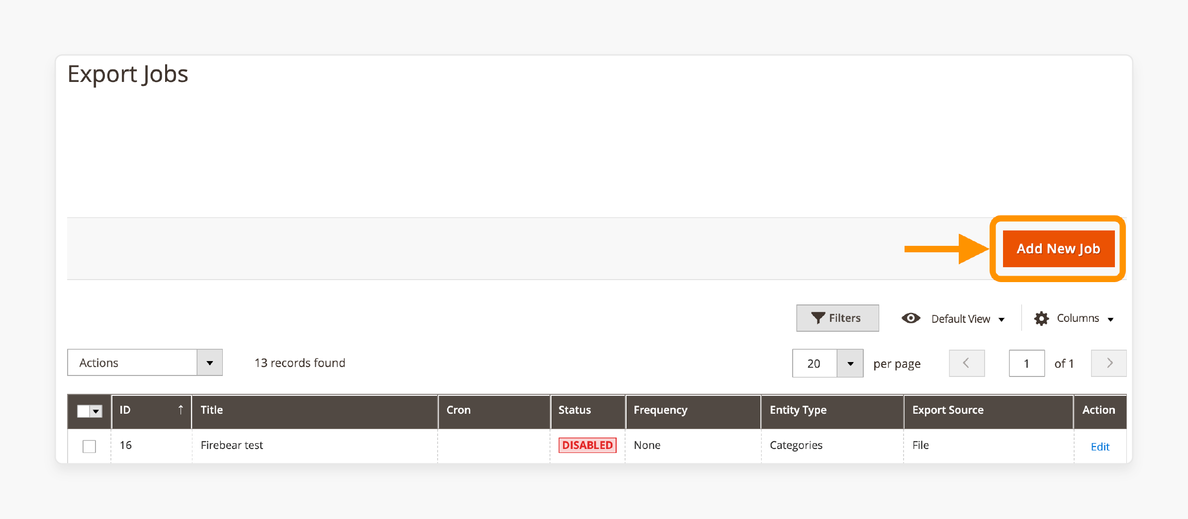 Create an Export Job for Magento 2 Mass Product Update creating export job for Magento 2 mass product update