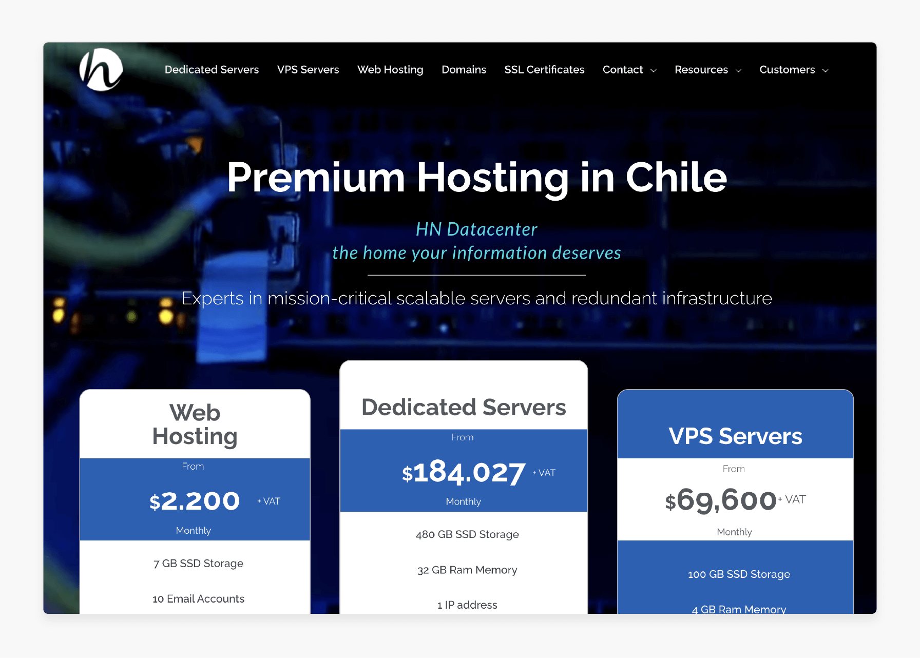 Customized Hosting Services by Hostname Chile Hostname Chile offering customized hosting services for local businesses