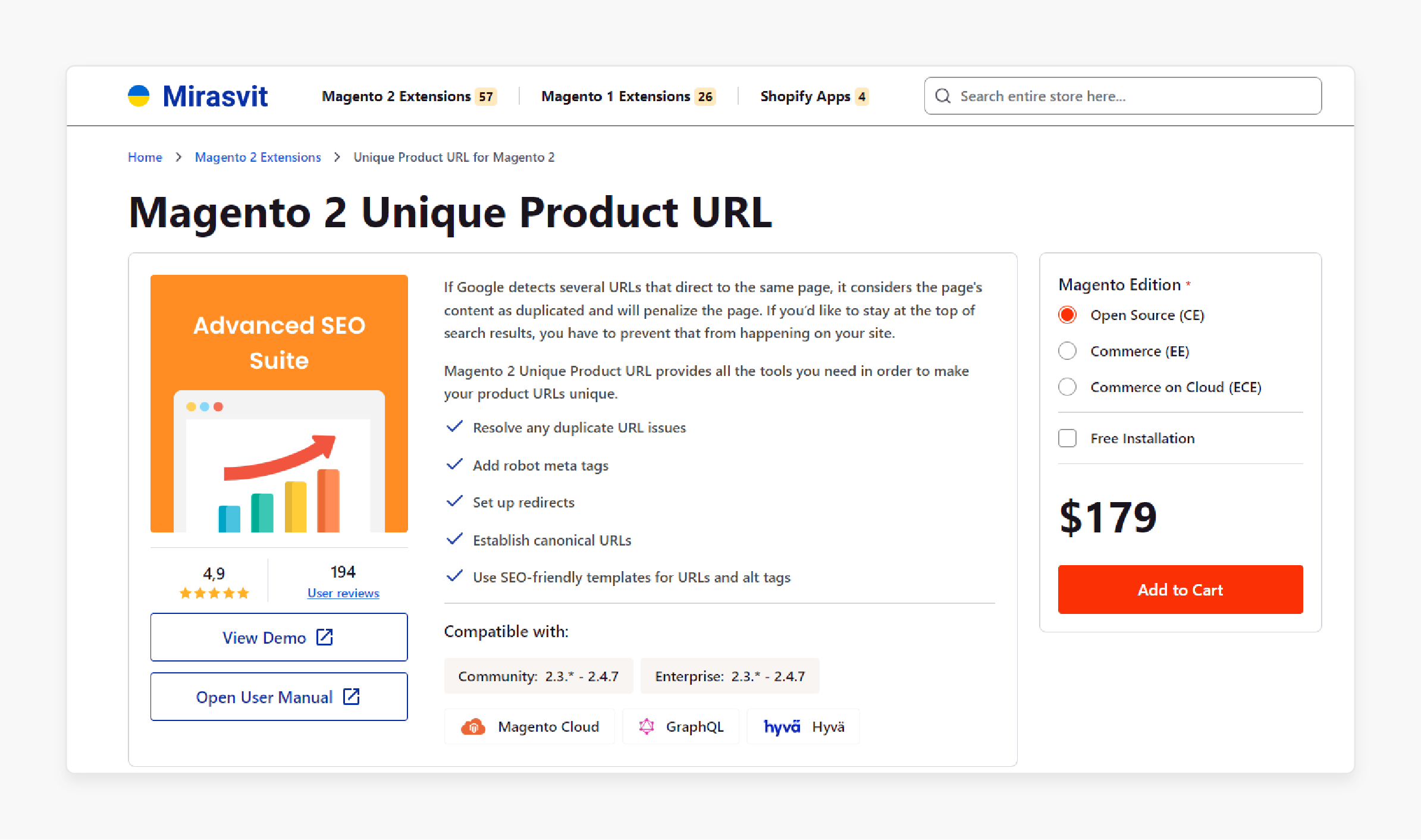 Manage Product URLs with Mirasvit Canonical Tags Mirasvit creates unique Canonical URLs