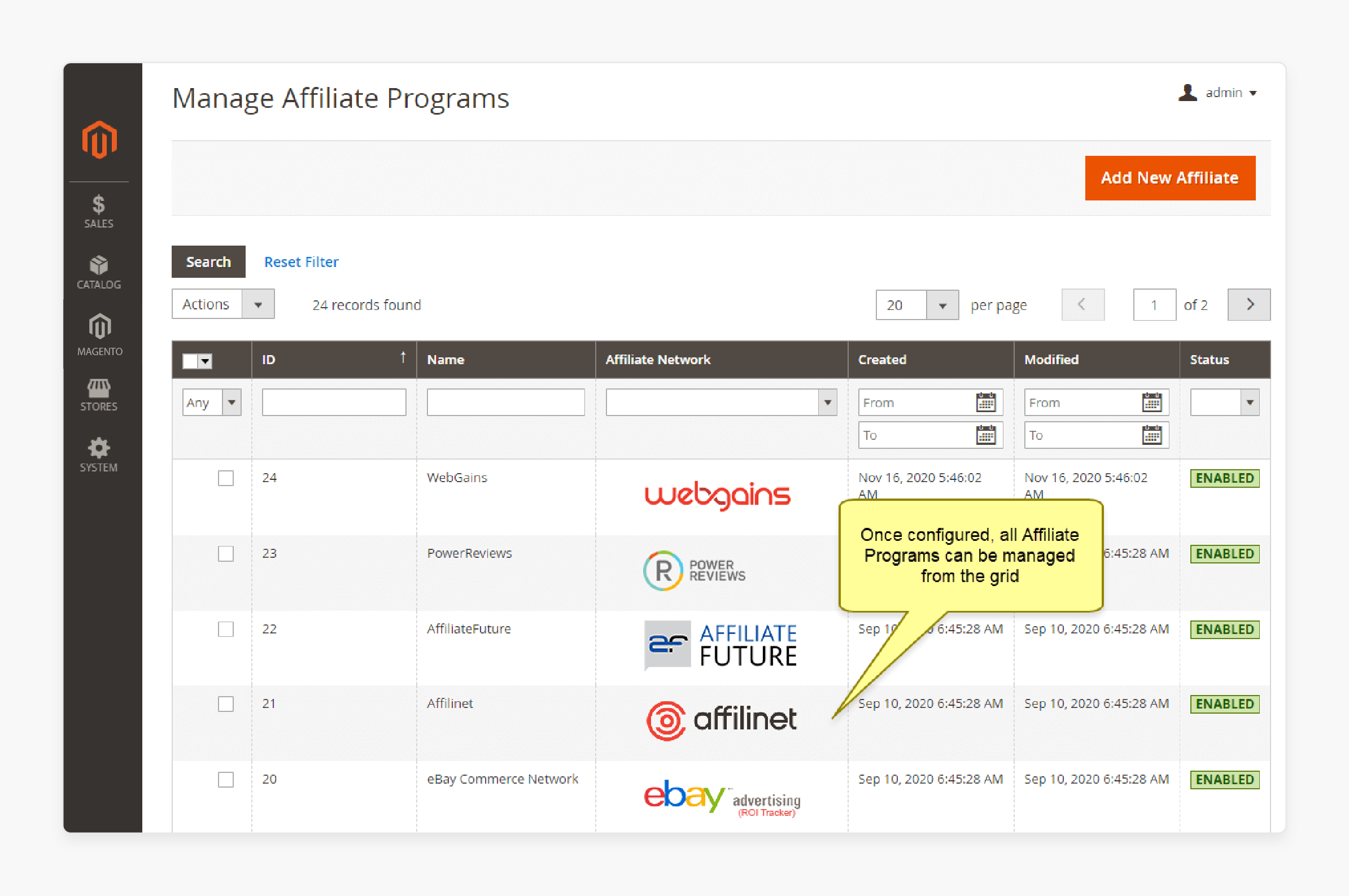 Multiple Affiliate Programs for Magento