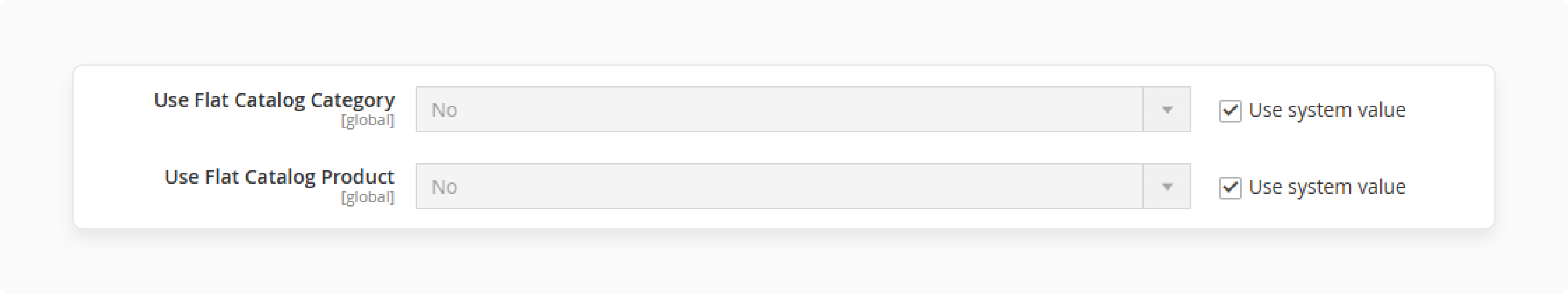magento admin panel configuration to disable flat catalog for better indexing and query performance in newer versions