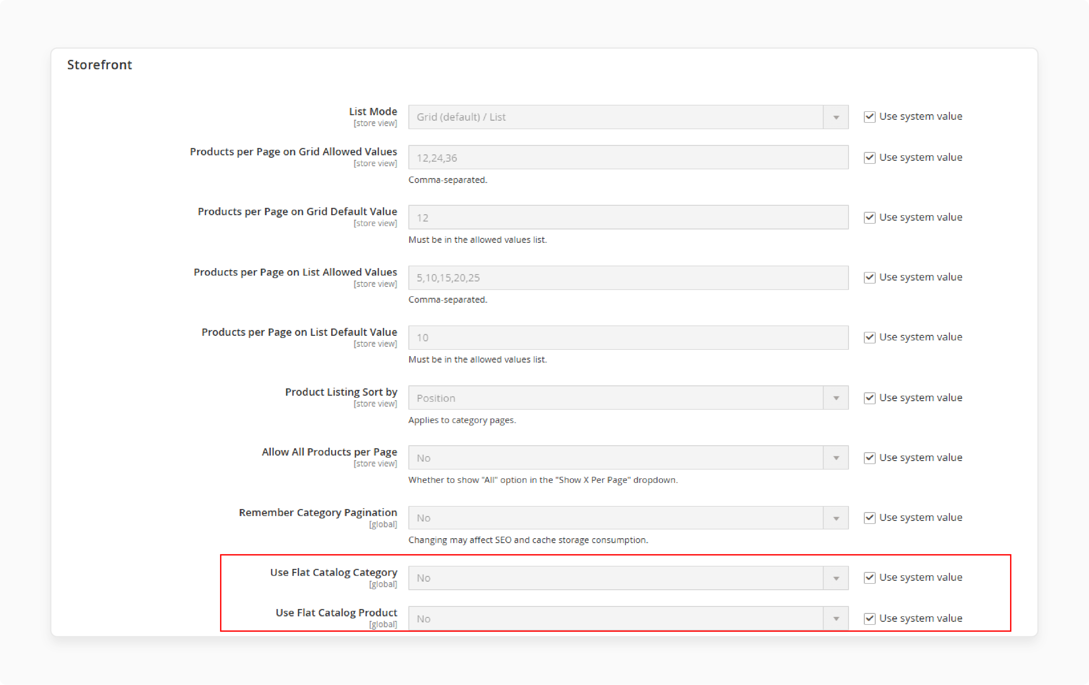 disable flat catalog settings in magento 2.4.7 to prevent performance issues and optimize database efficiency
