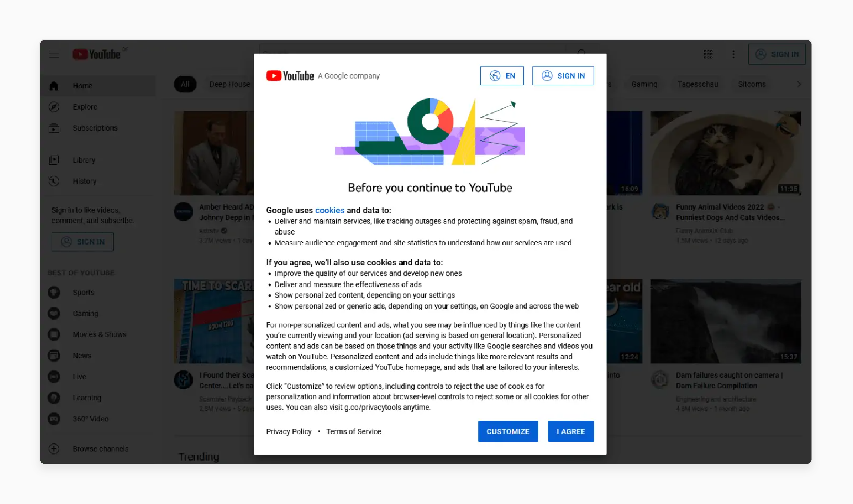 Box-style modal popup for cookie consent management