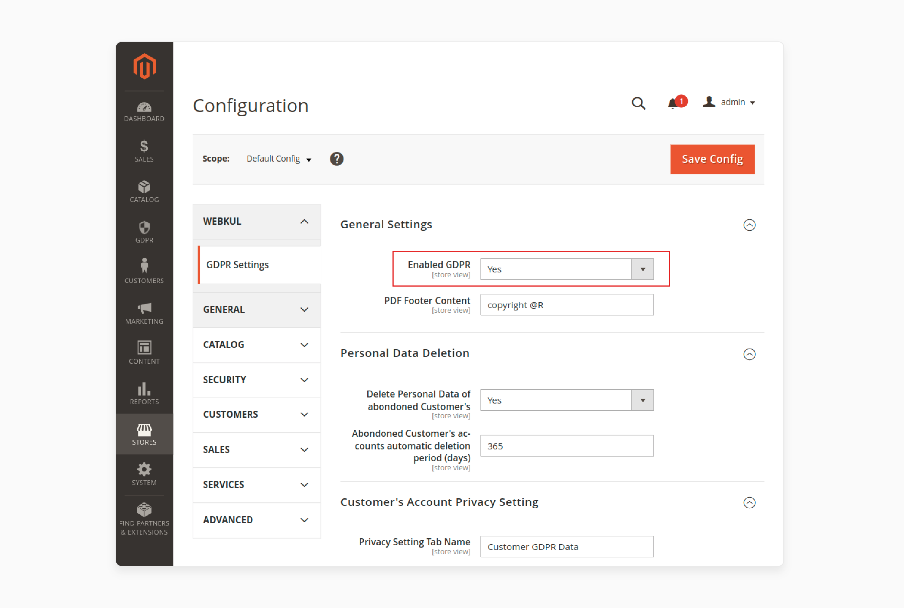 Configuring general settings for cookie popup in Magento 2