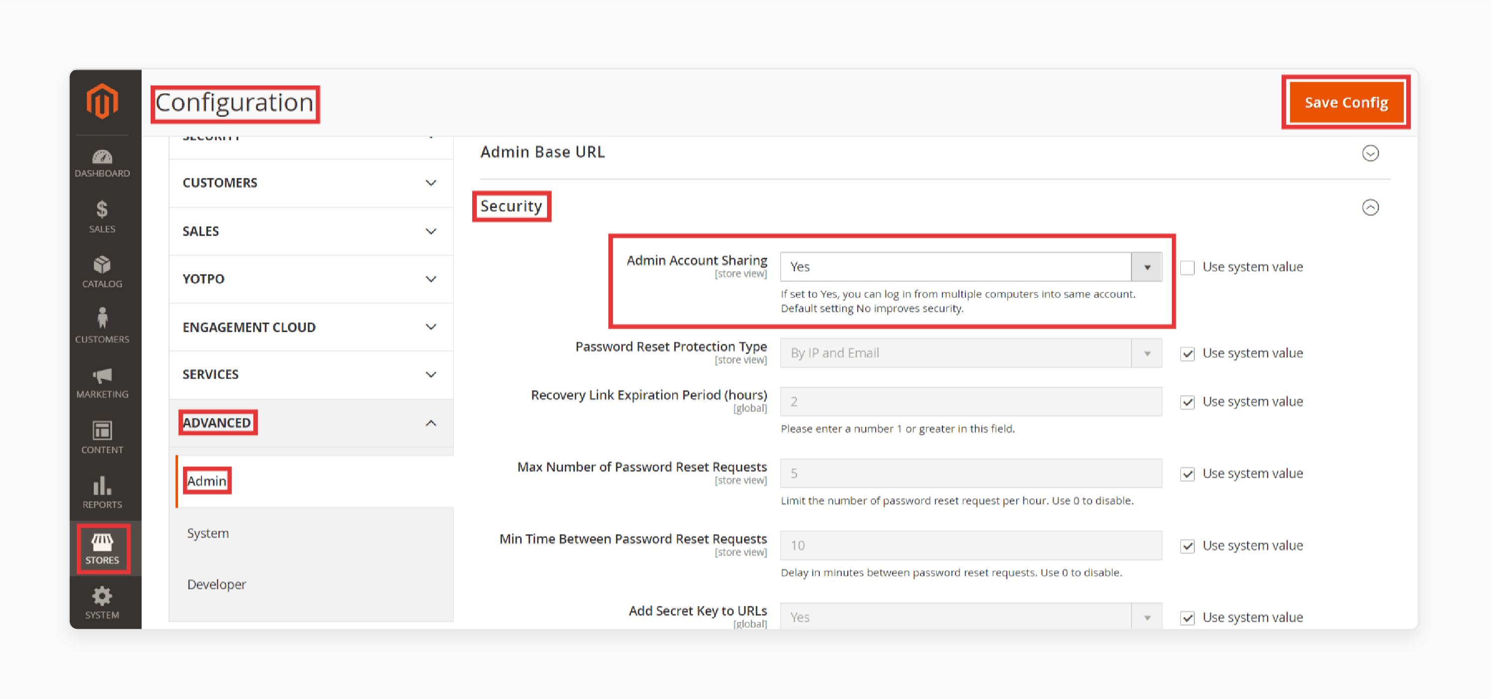 Advanced Settings in Magento 2 Multiple Admin Login