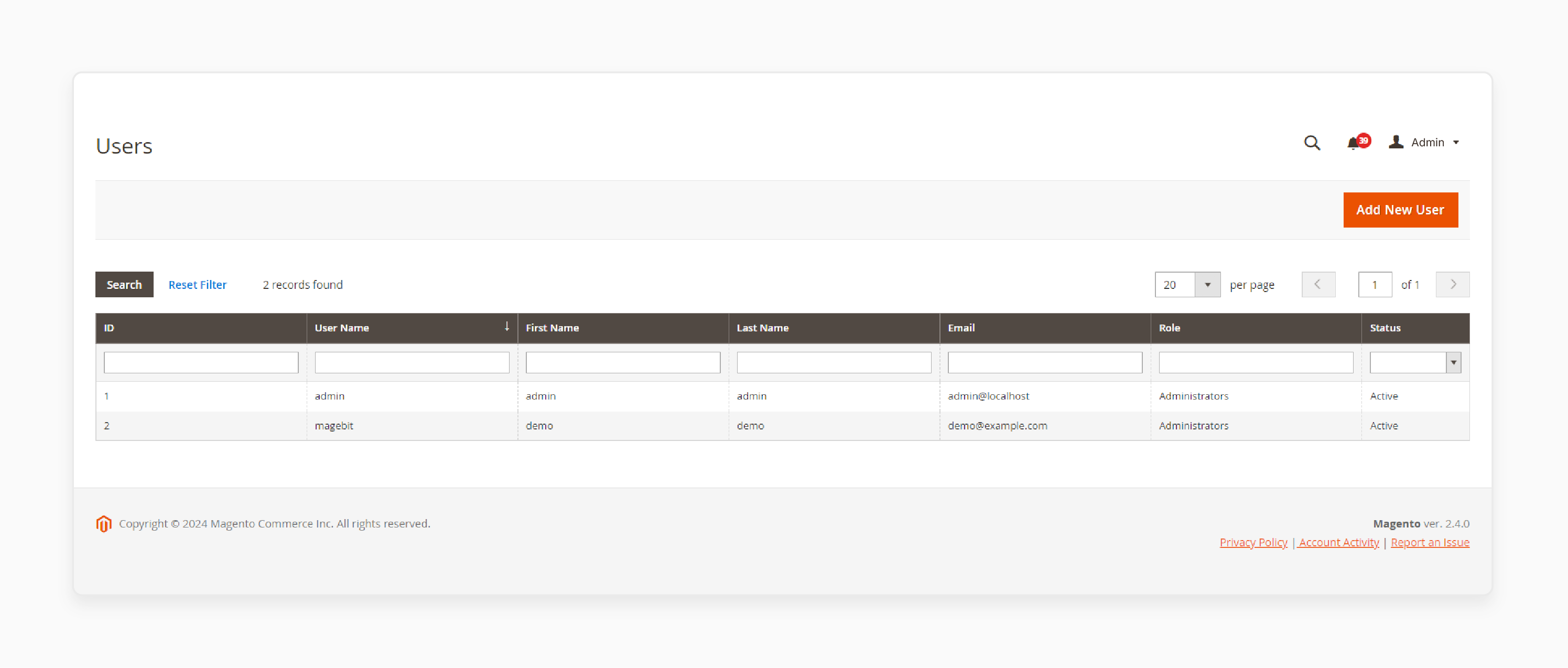 Admin User Status in Magento 2 Multiple Admin Login