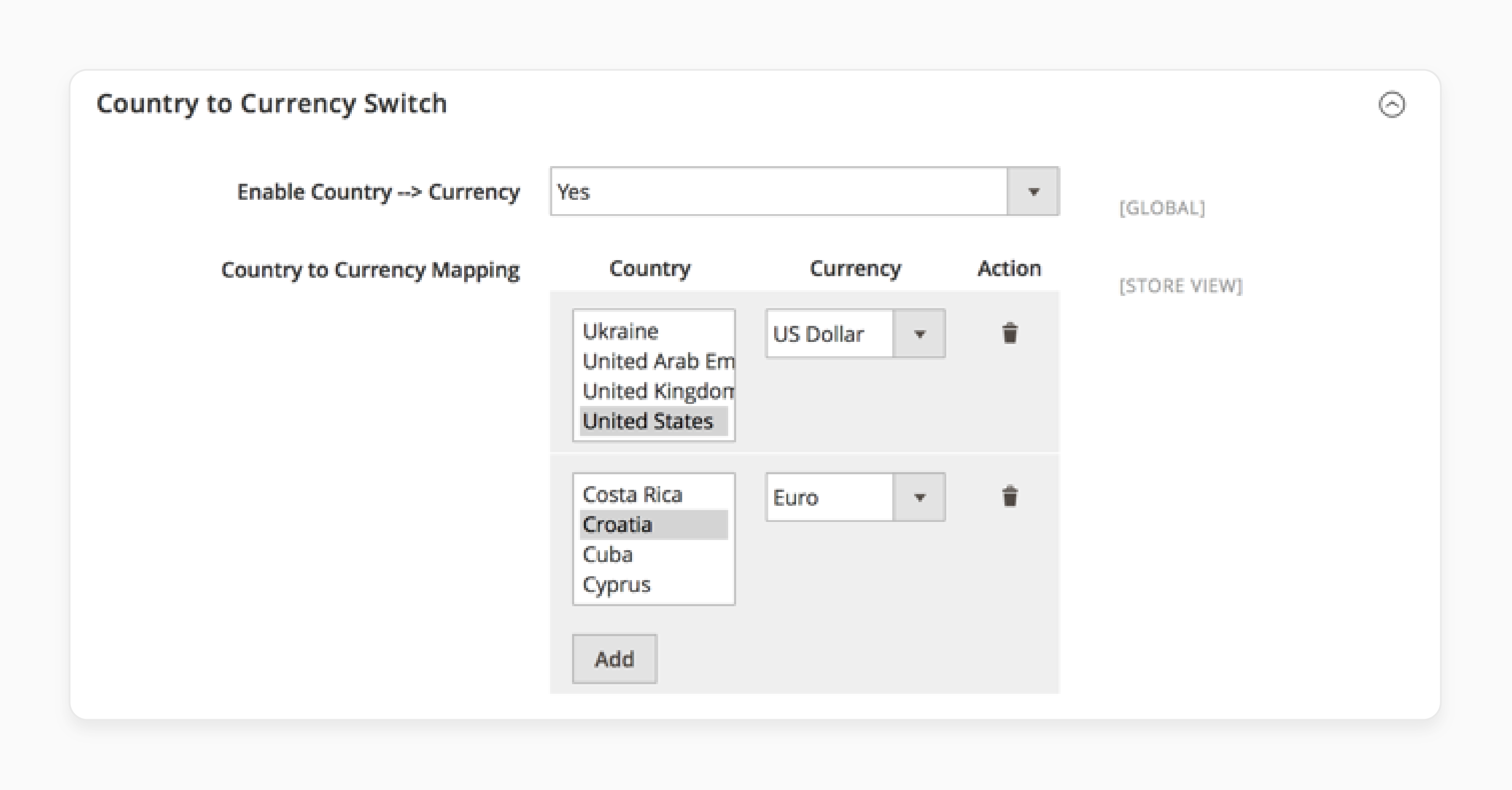 magento 2 interface showing how to navigate to the currency rates section for updating exchange rates