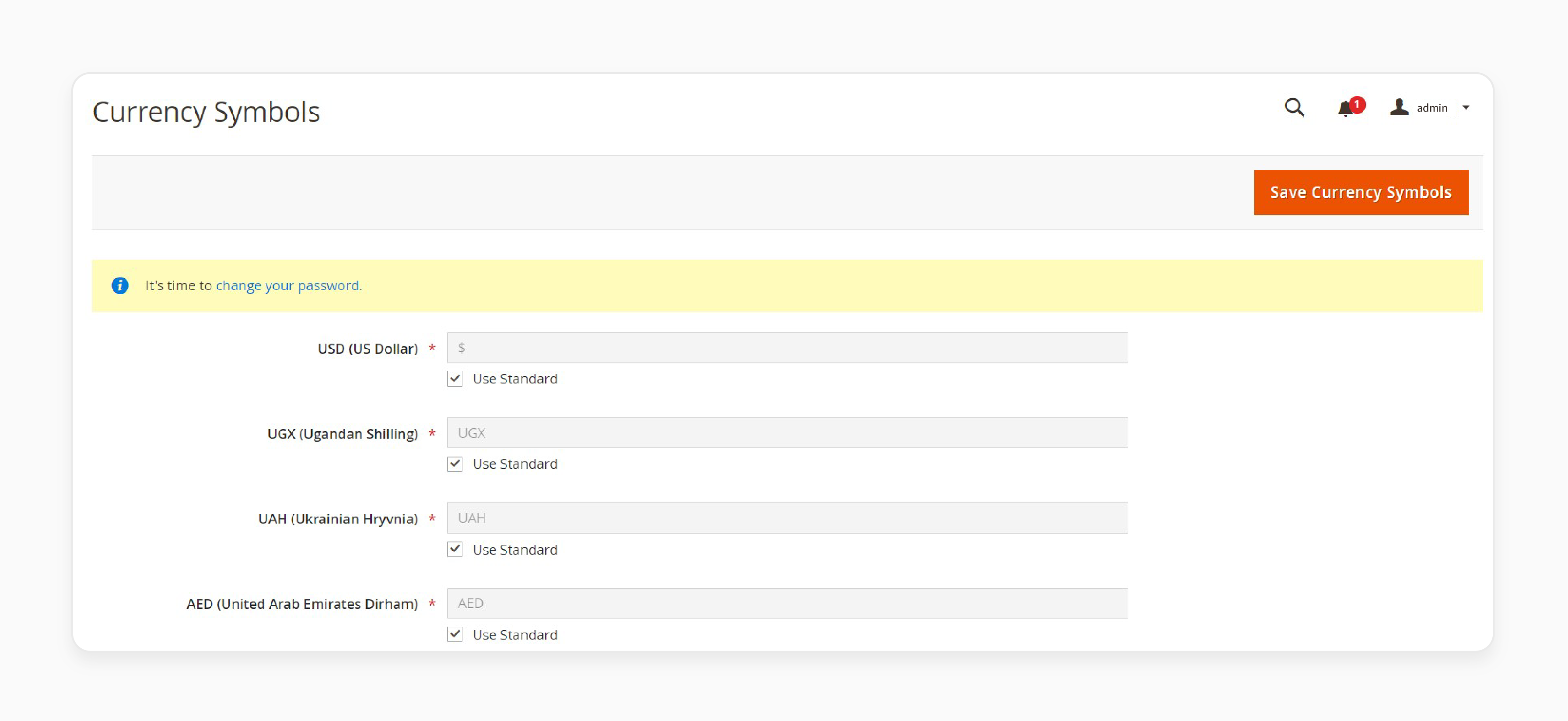 magento 2 customization settings for currency symbols to display local currency formats