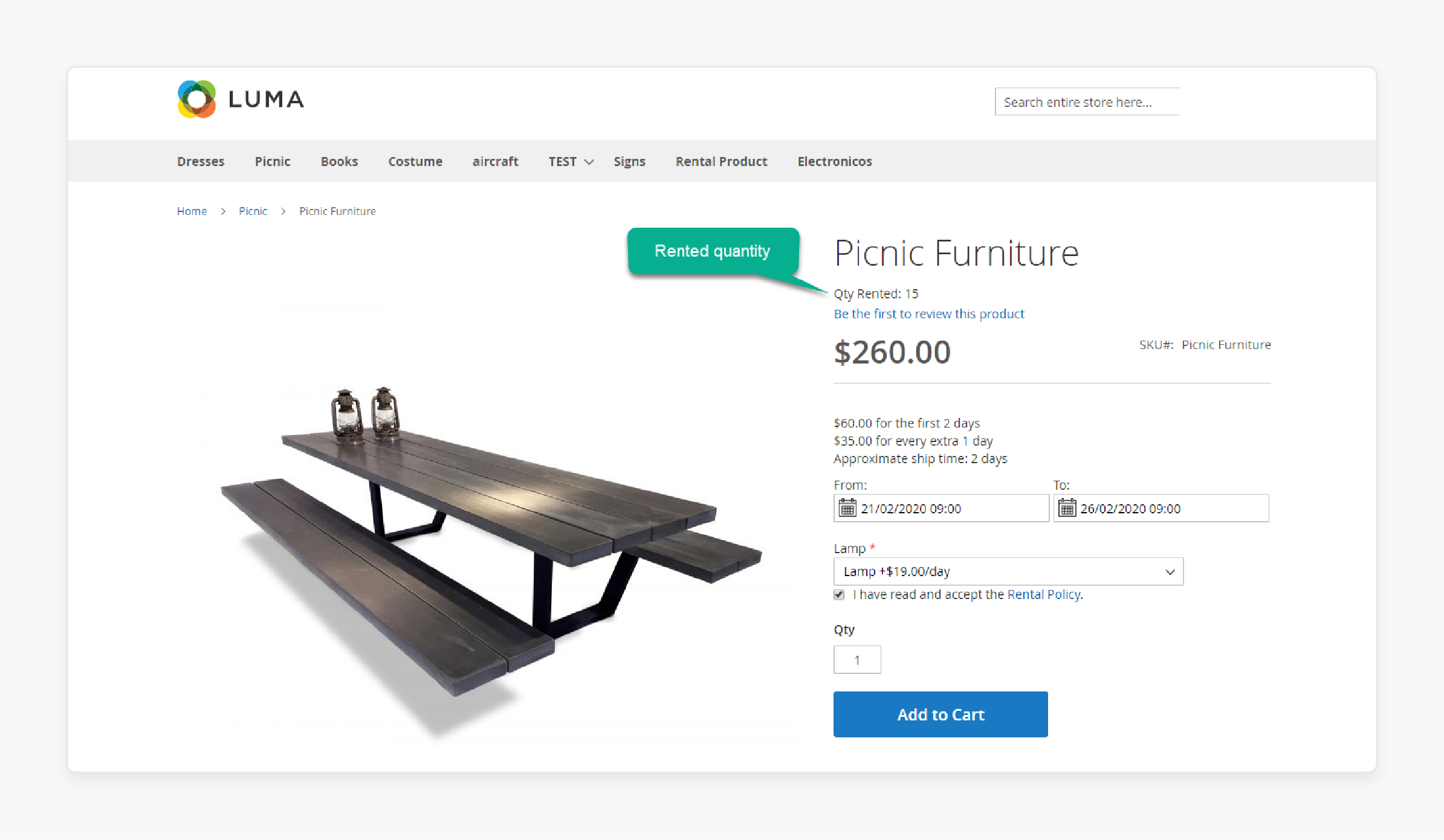 Configuring Magento 2 Rental Extension Store Front Functions