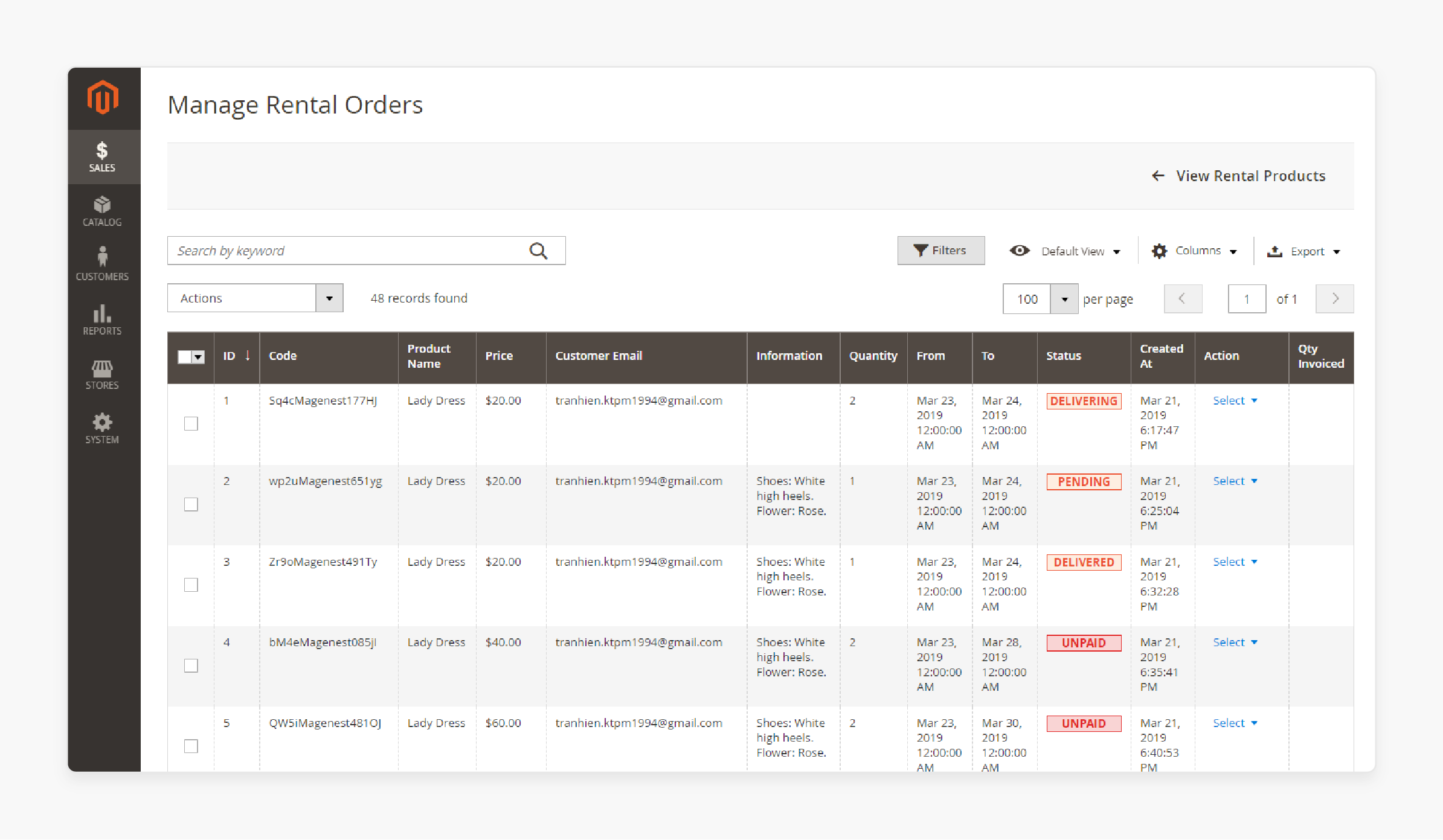 Configuring Magento 2 Rental Extension Manage Rental Orders Settings