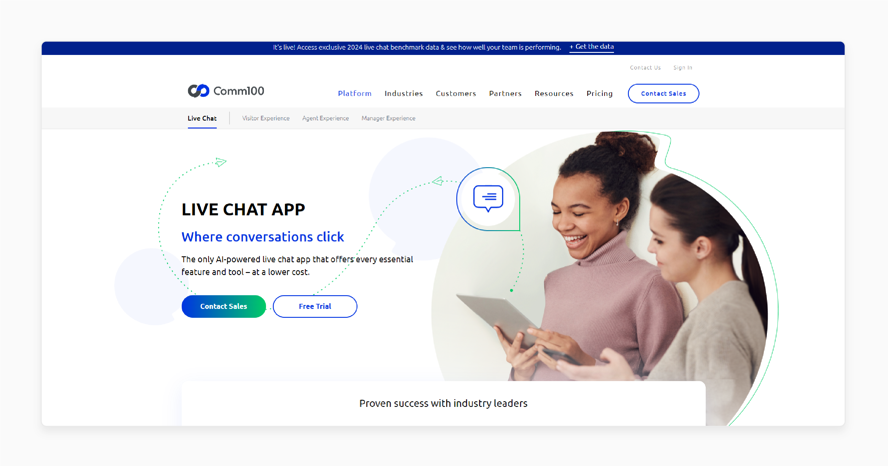 comm100 ai-powered live chat solution for magento 2 offering omnichannel messaging and customer intelligence tracking