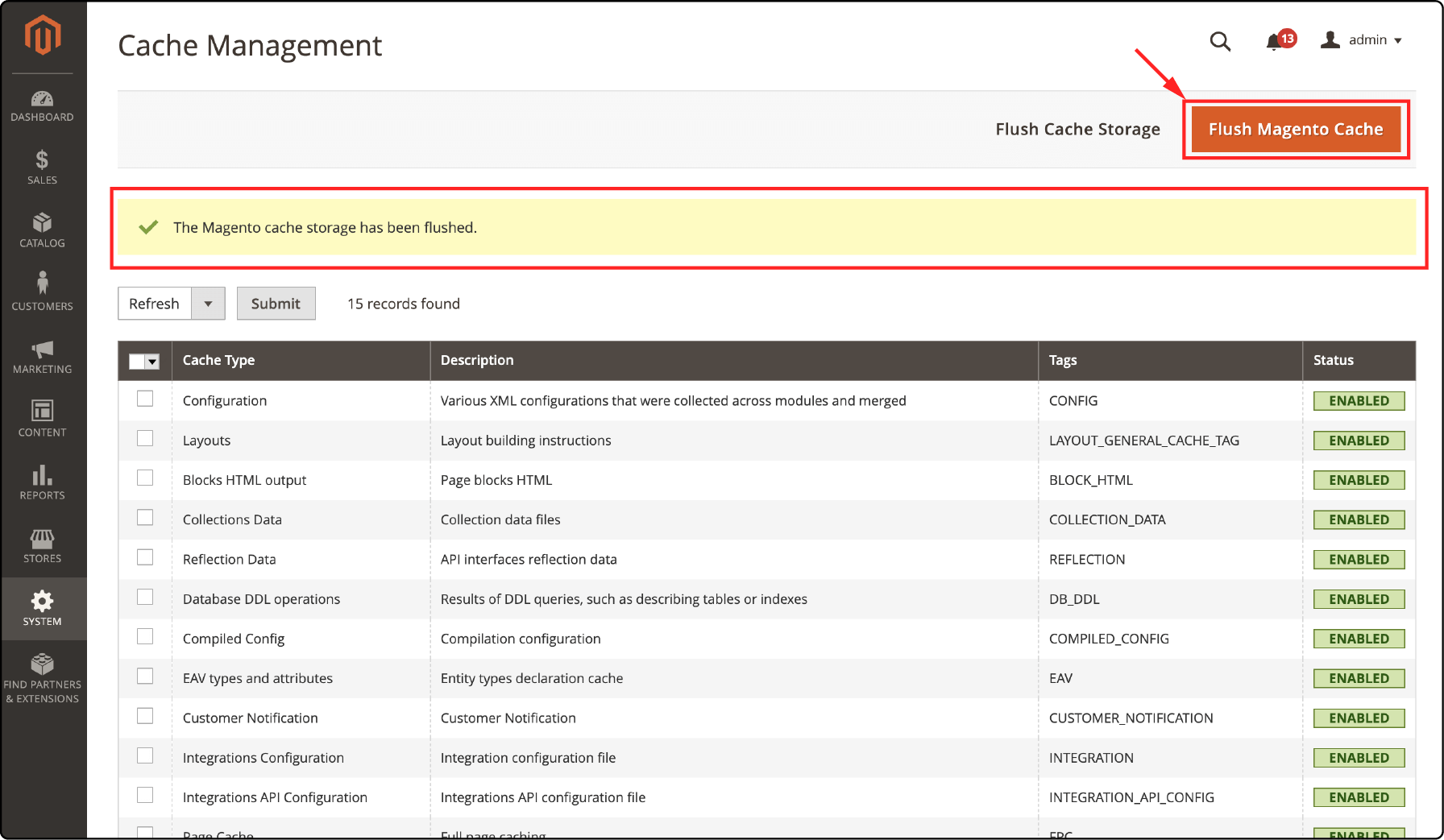 Process of flushing Magento cache after GA4 configuration updates