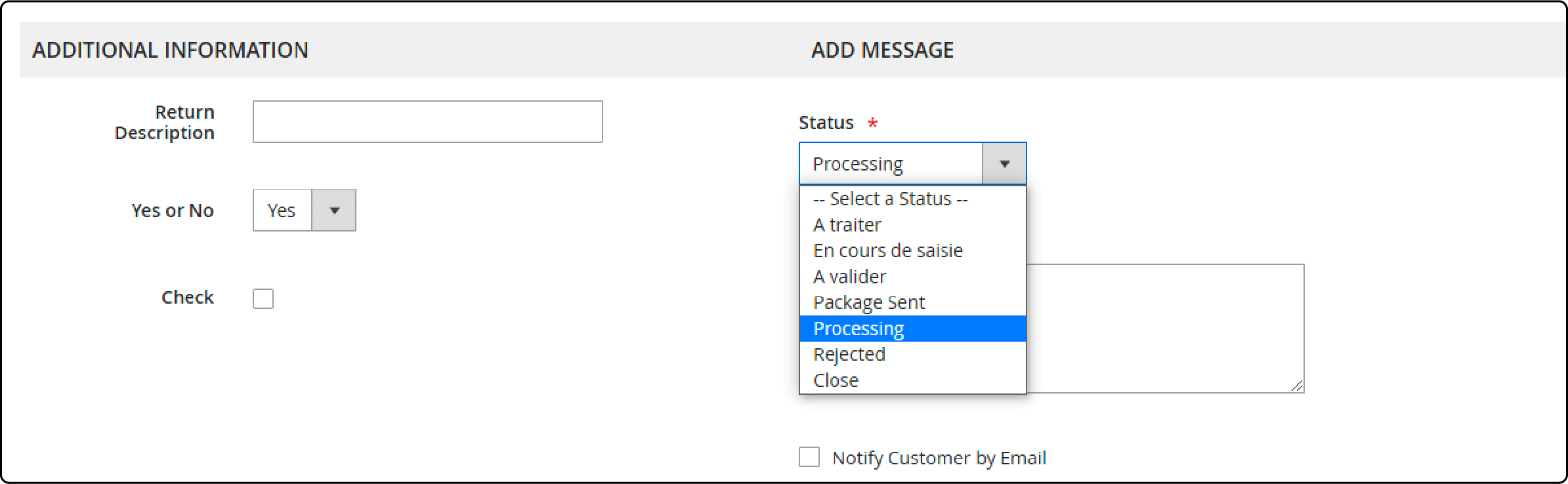 Approving a customer order return request in Magento's RMA extension