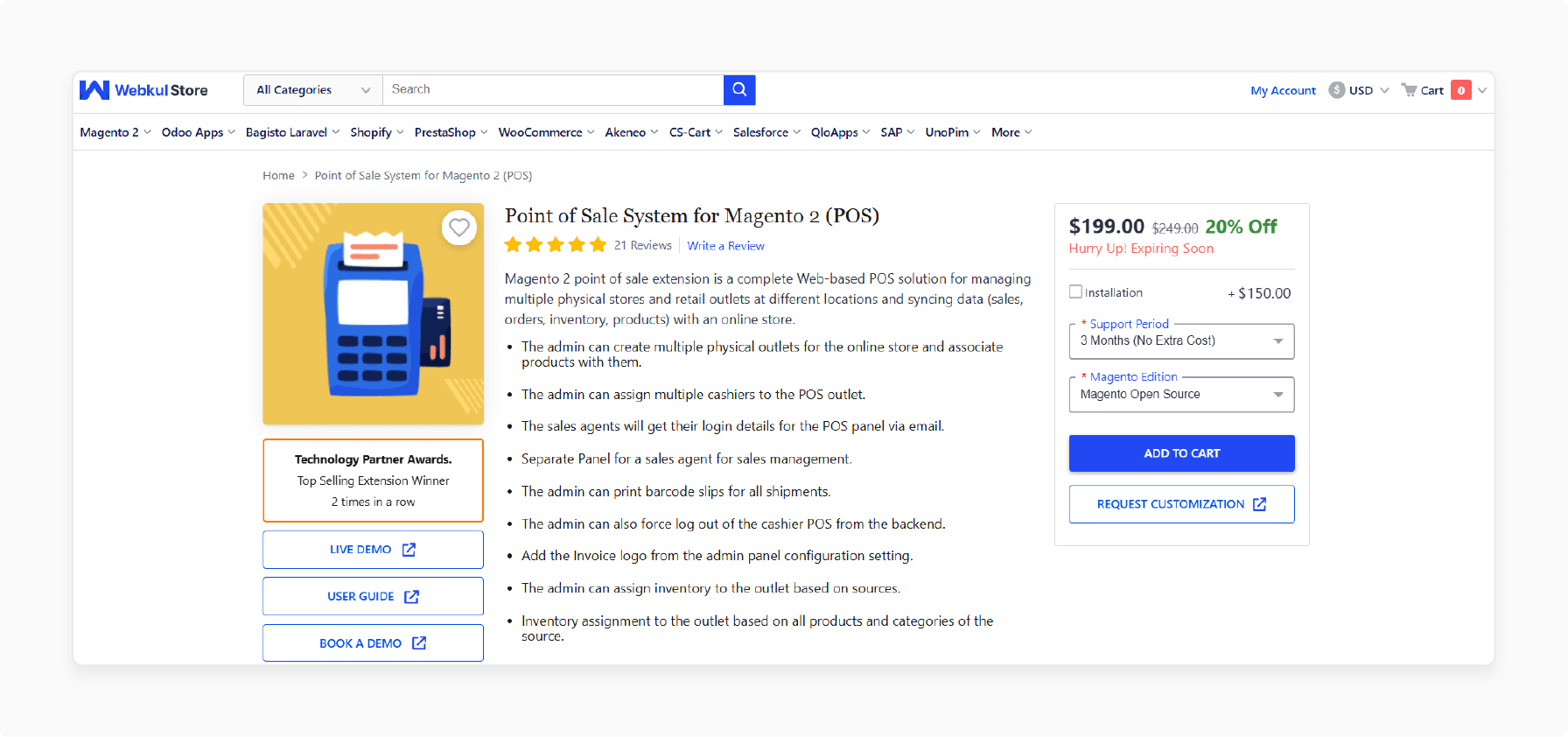Magento POS system by Webkul