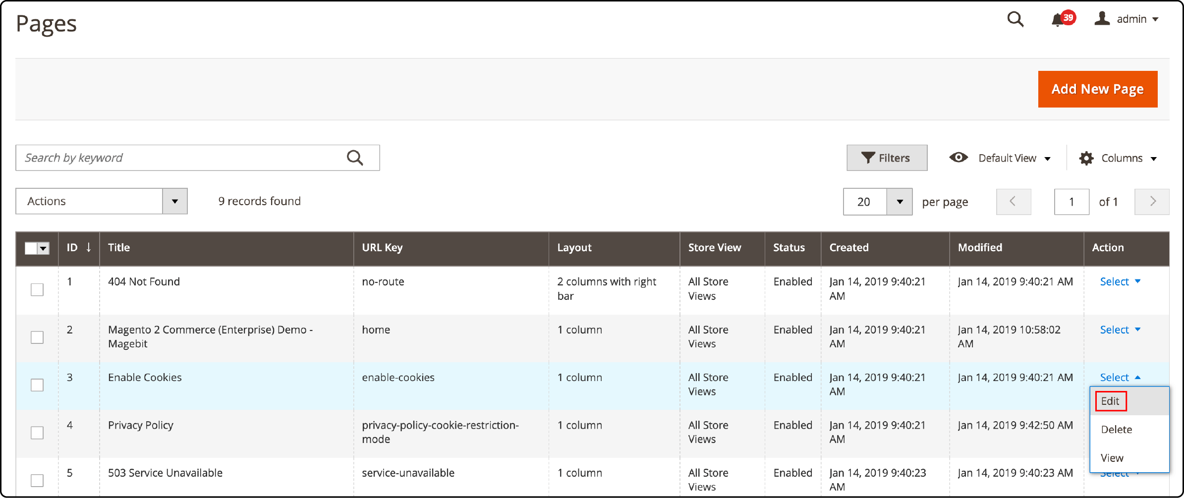 Editing process for updating Magento cookie message