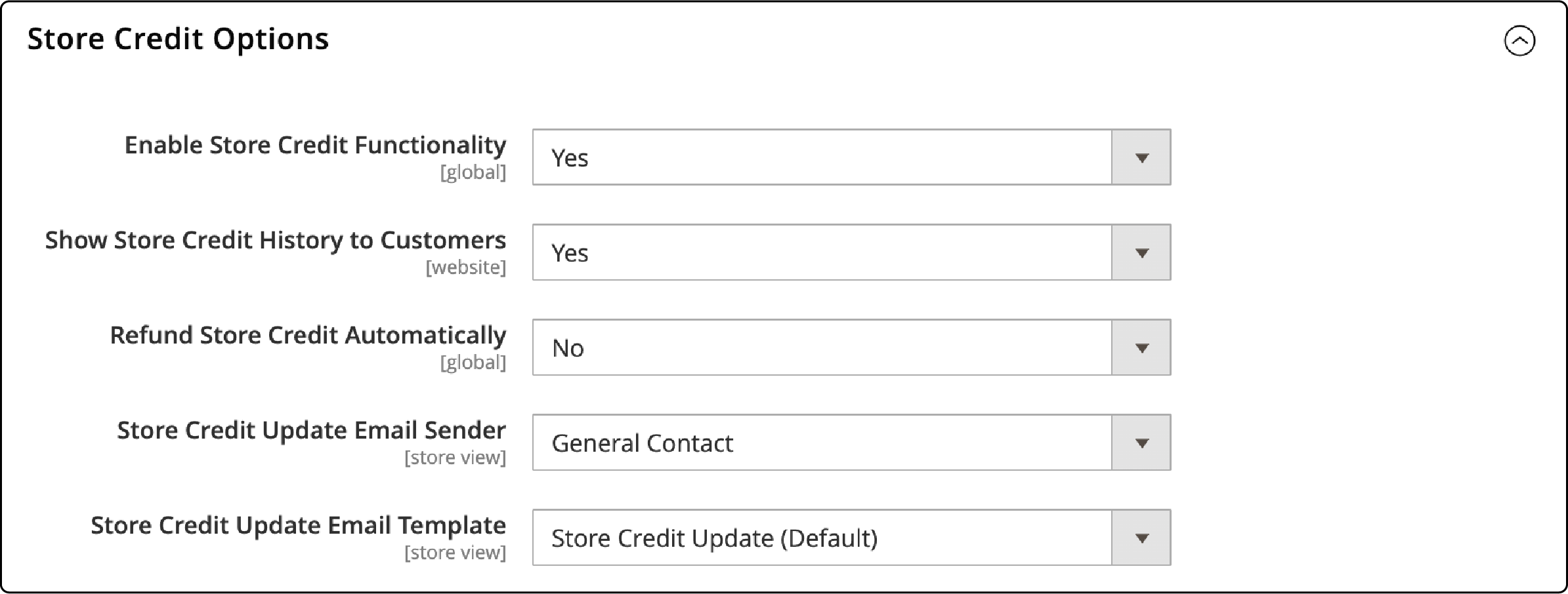 Magento 2 Store Credit Options in Admin Panel