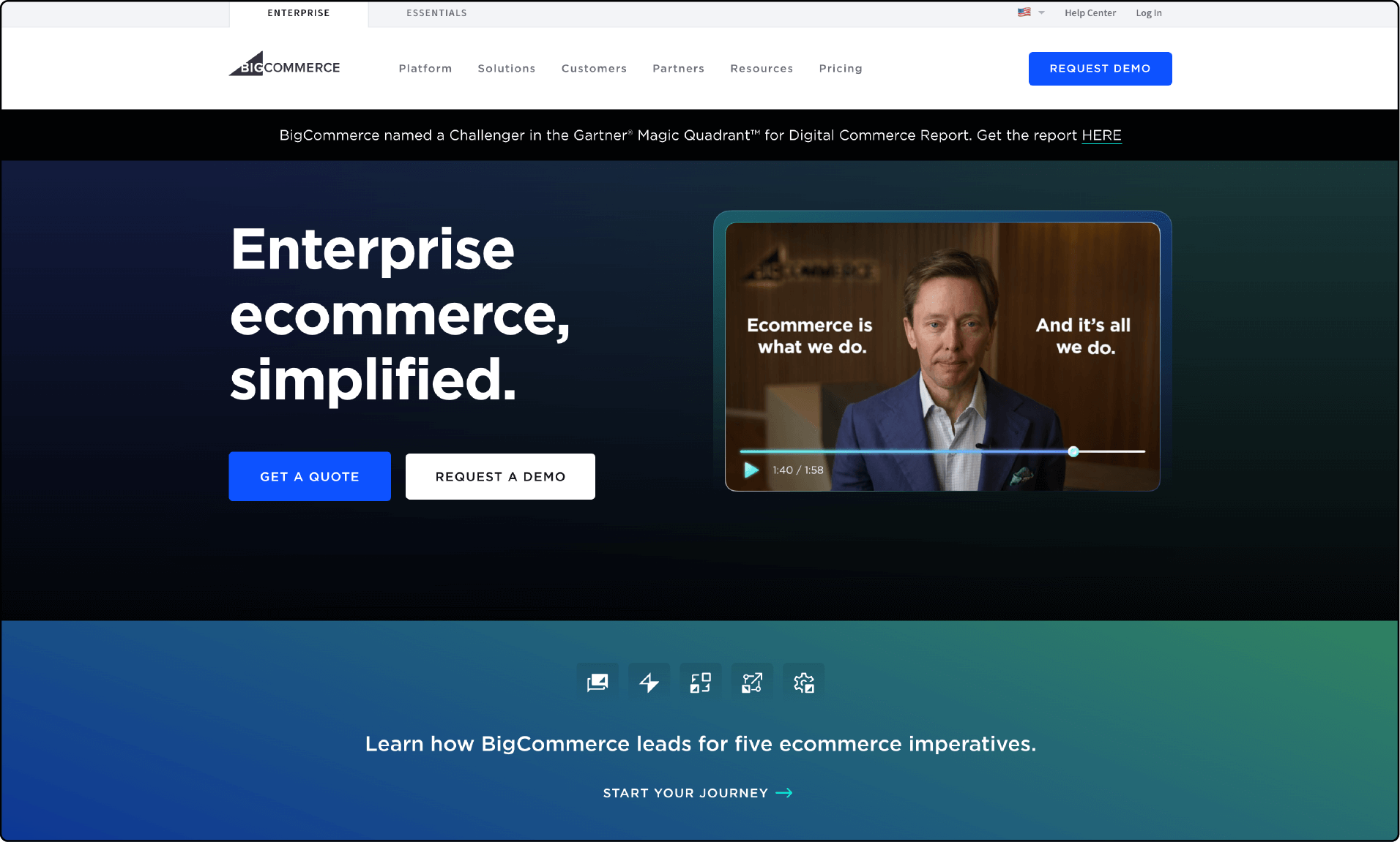 BigCommerce platform displaying advanced ecommerce functionalities