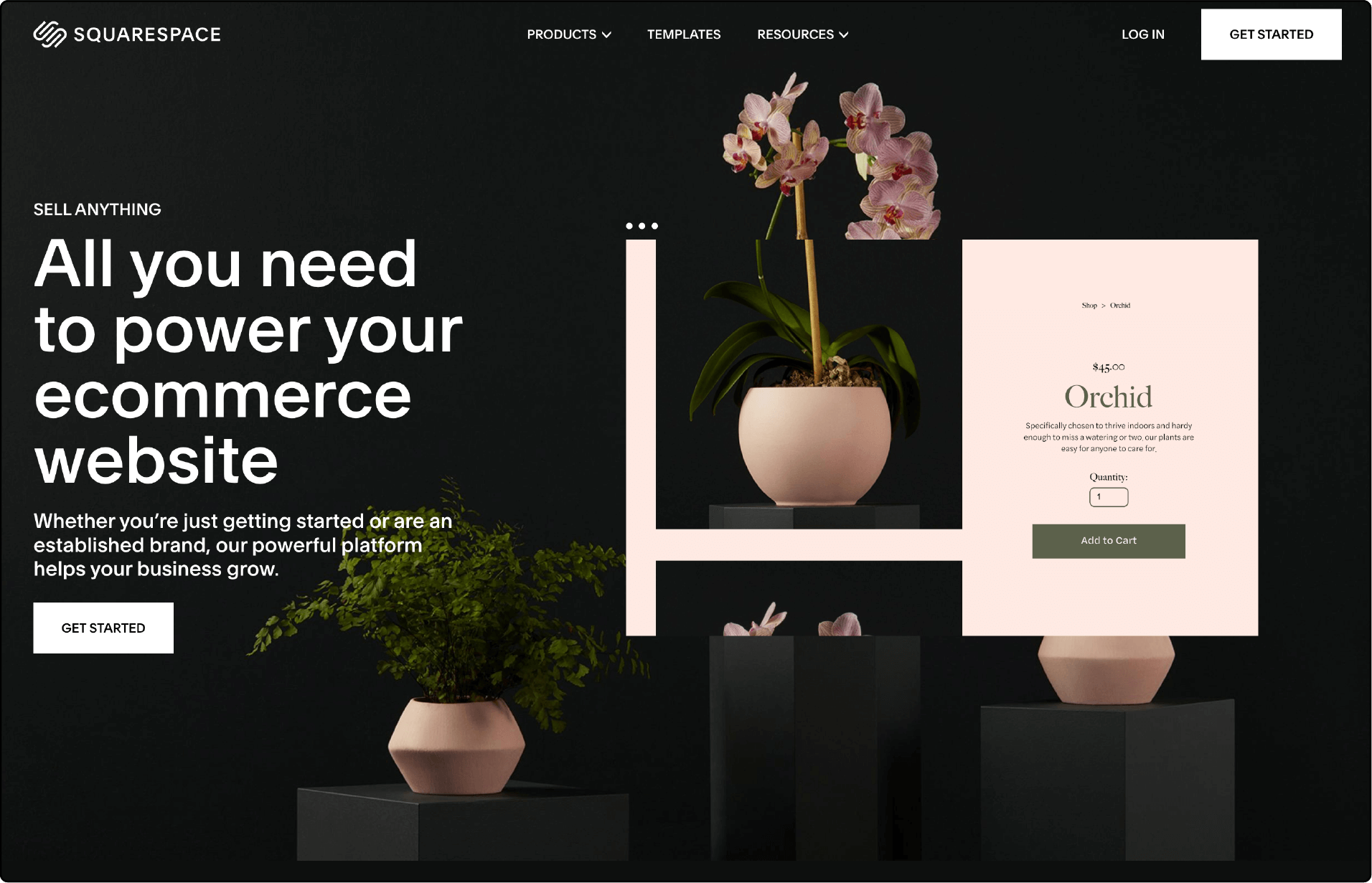Squarespace Commerce interface with innovative design templates