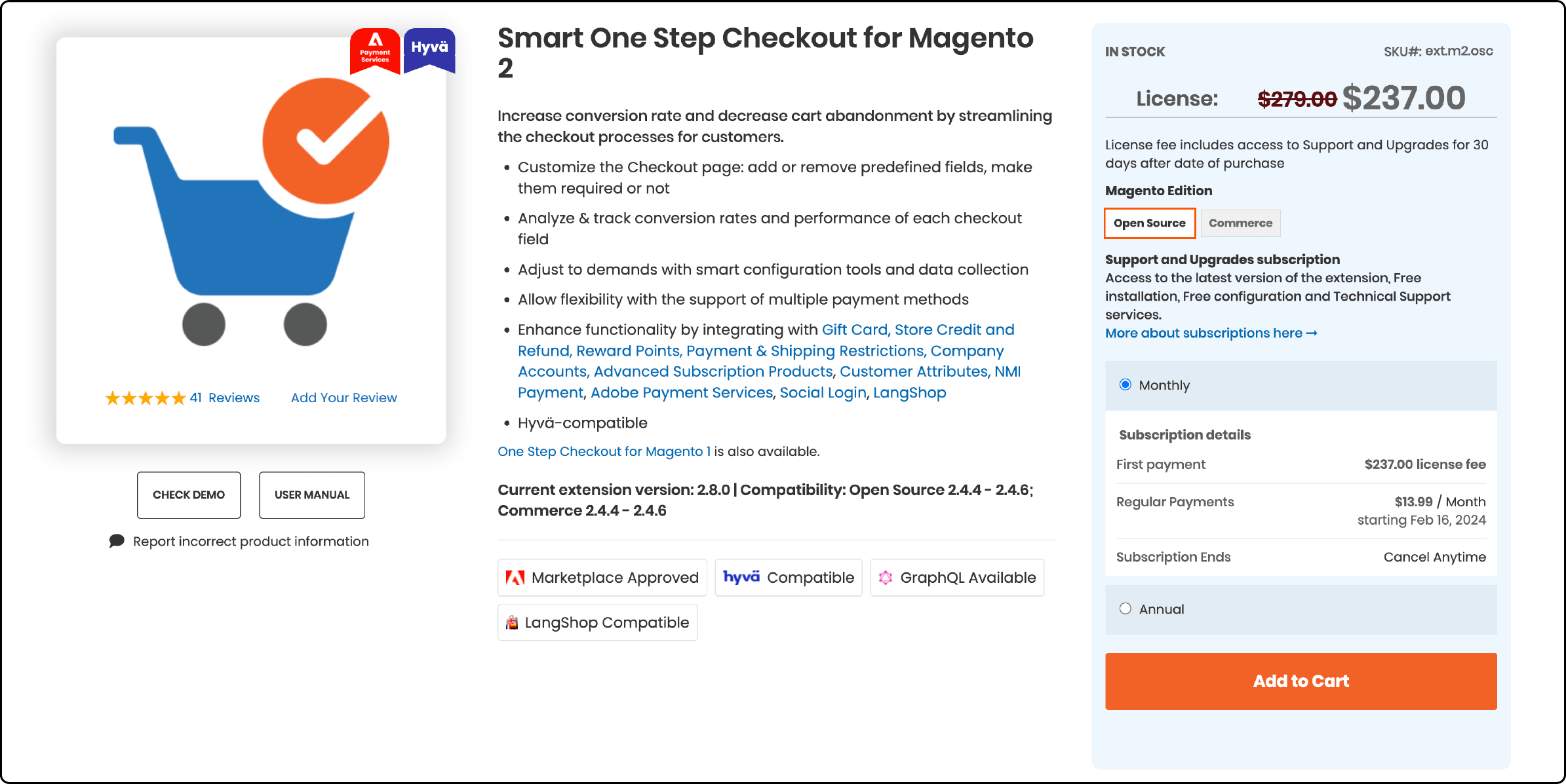Display of Aheadworks Smart One-Step Checkout for Magento