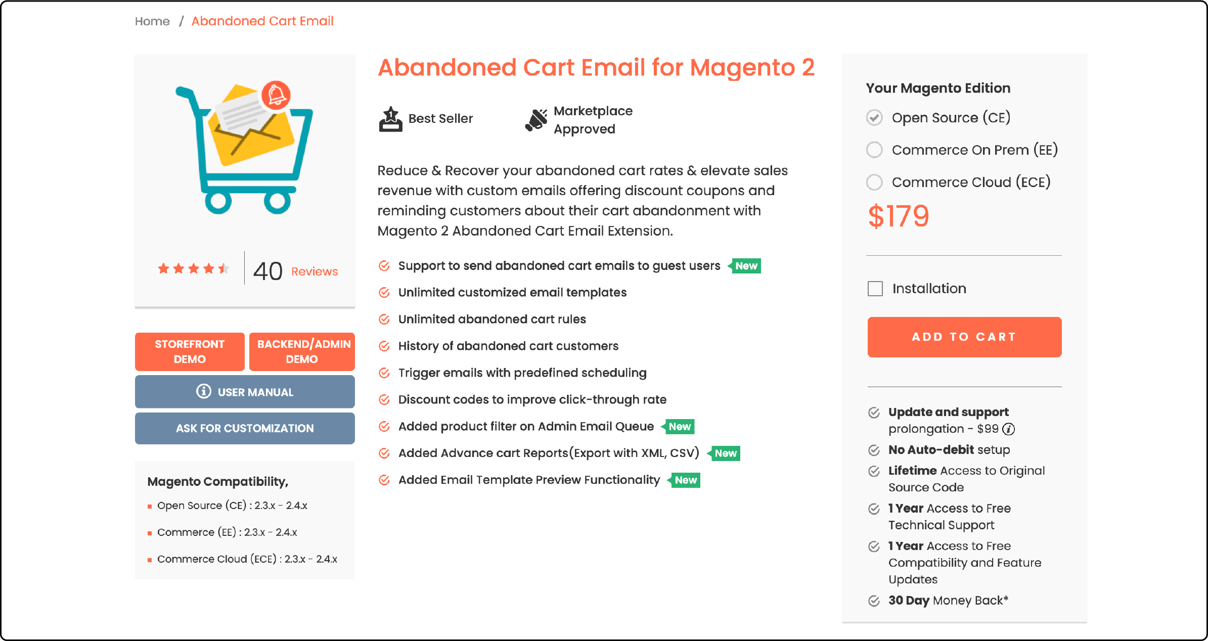 Interface of Magento 2 Abandoned Cart Email by MageDelight