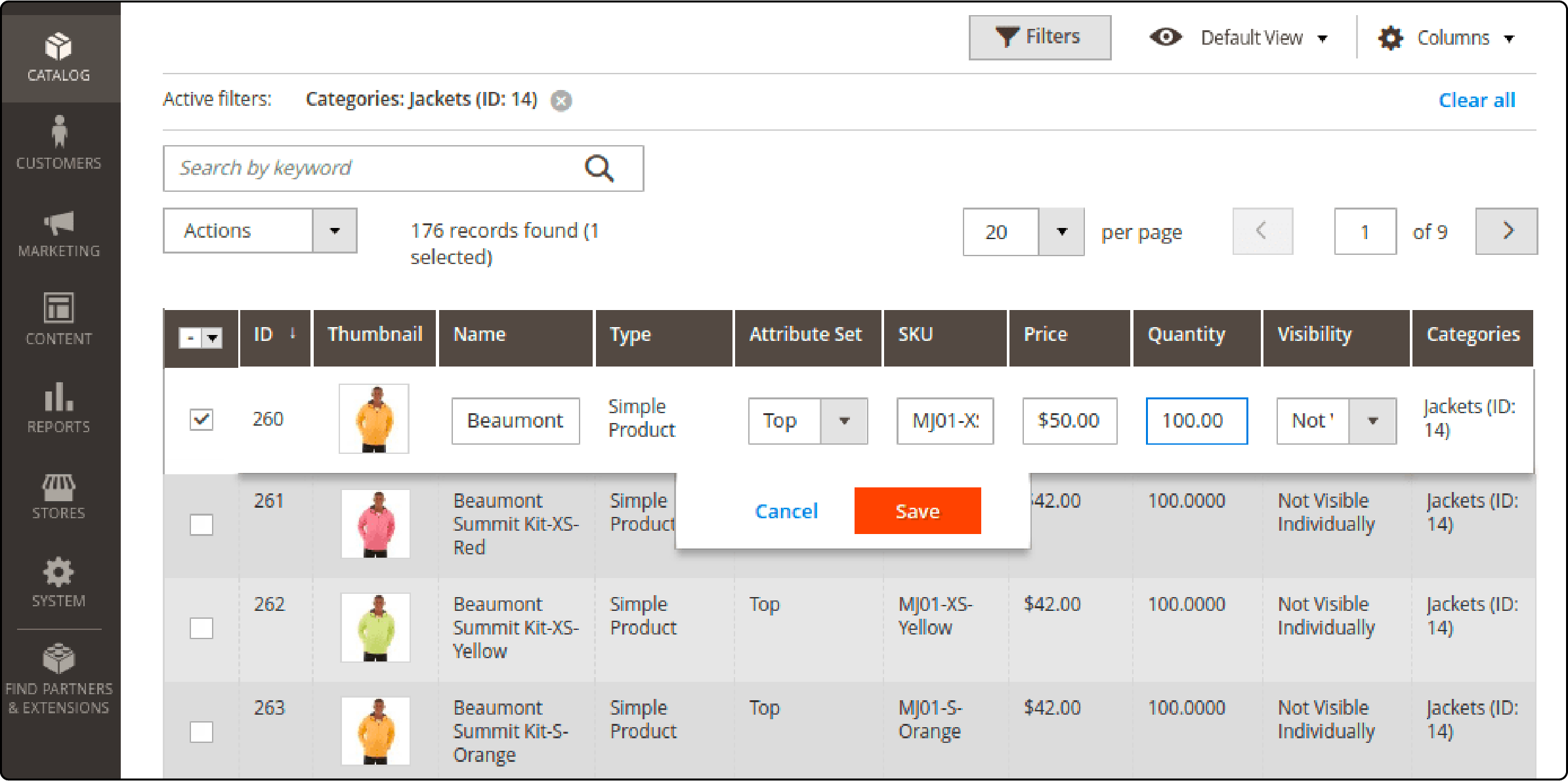 Editing product attributes in Magento 2's category filtering section for better management