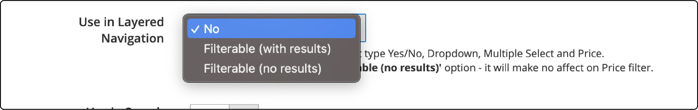 Configuring storefront properties to add or remove the price filter in Magento 2 navigation