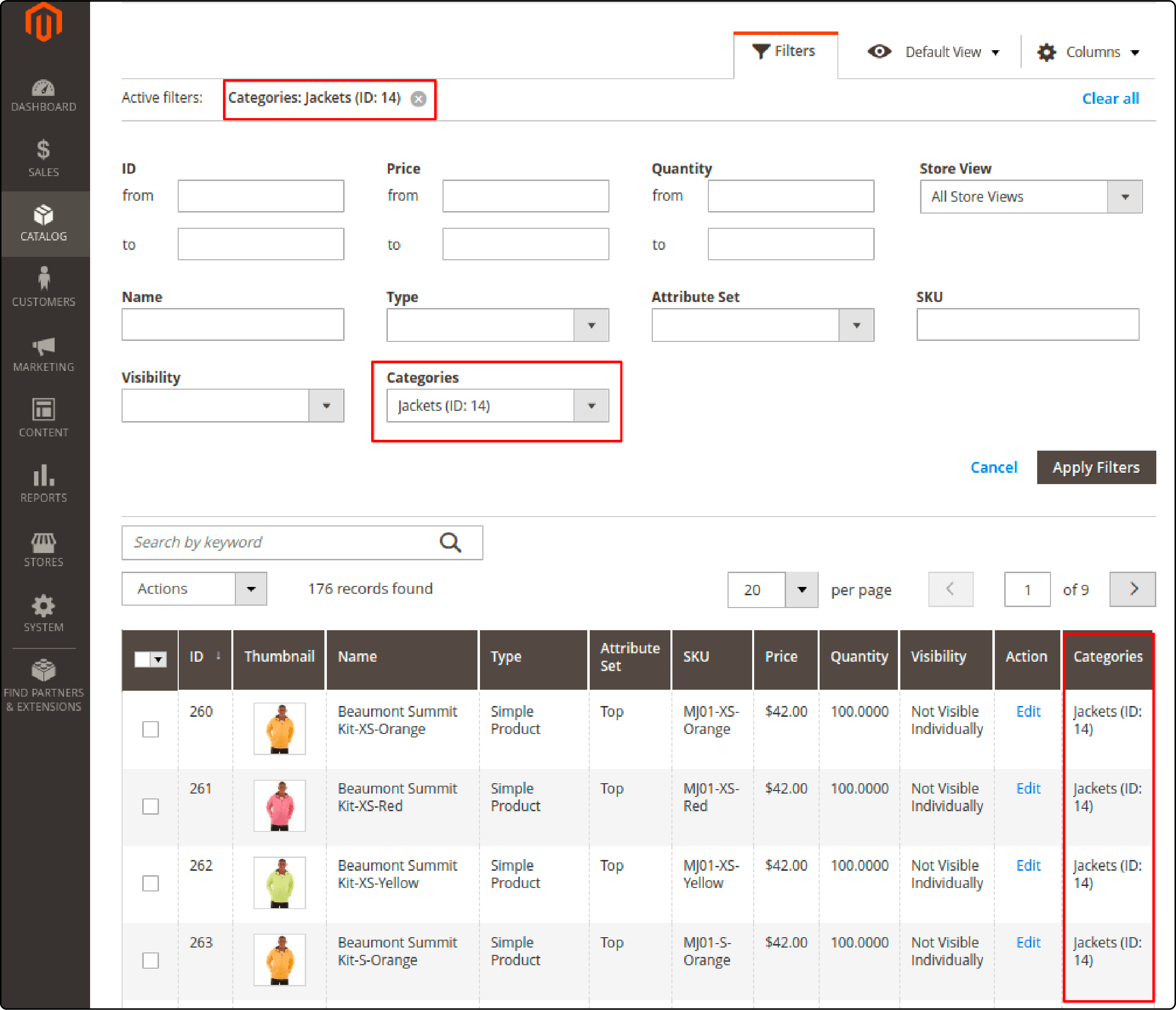 Selecting a specific product category in Magento 2 for targeted item filtering