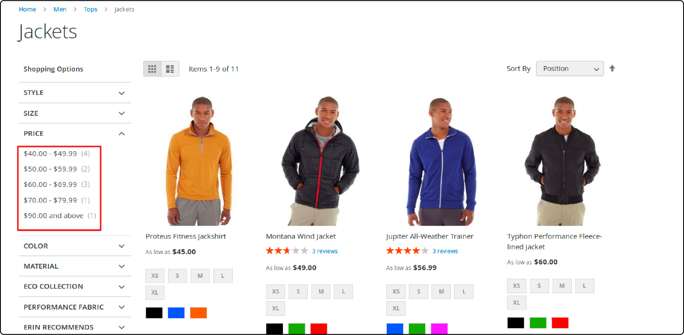 Display of price filter in Magento 2's front end after configuration adjustments