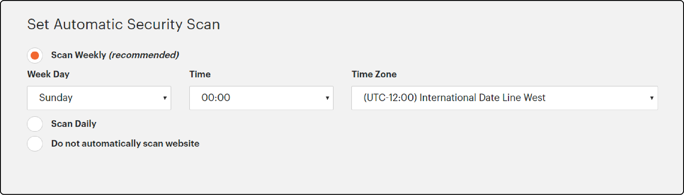 Weekly security scan settings in Magento 2 Security Scan tool