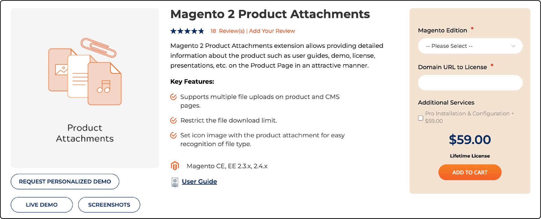 Meetanshi's Magento 2 Product Attachments Screenshot