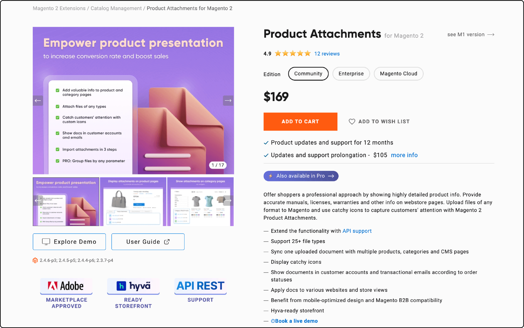 Amasty's Product Attachments for Magento 2 Screenshot