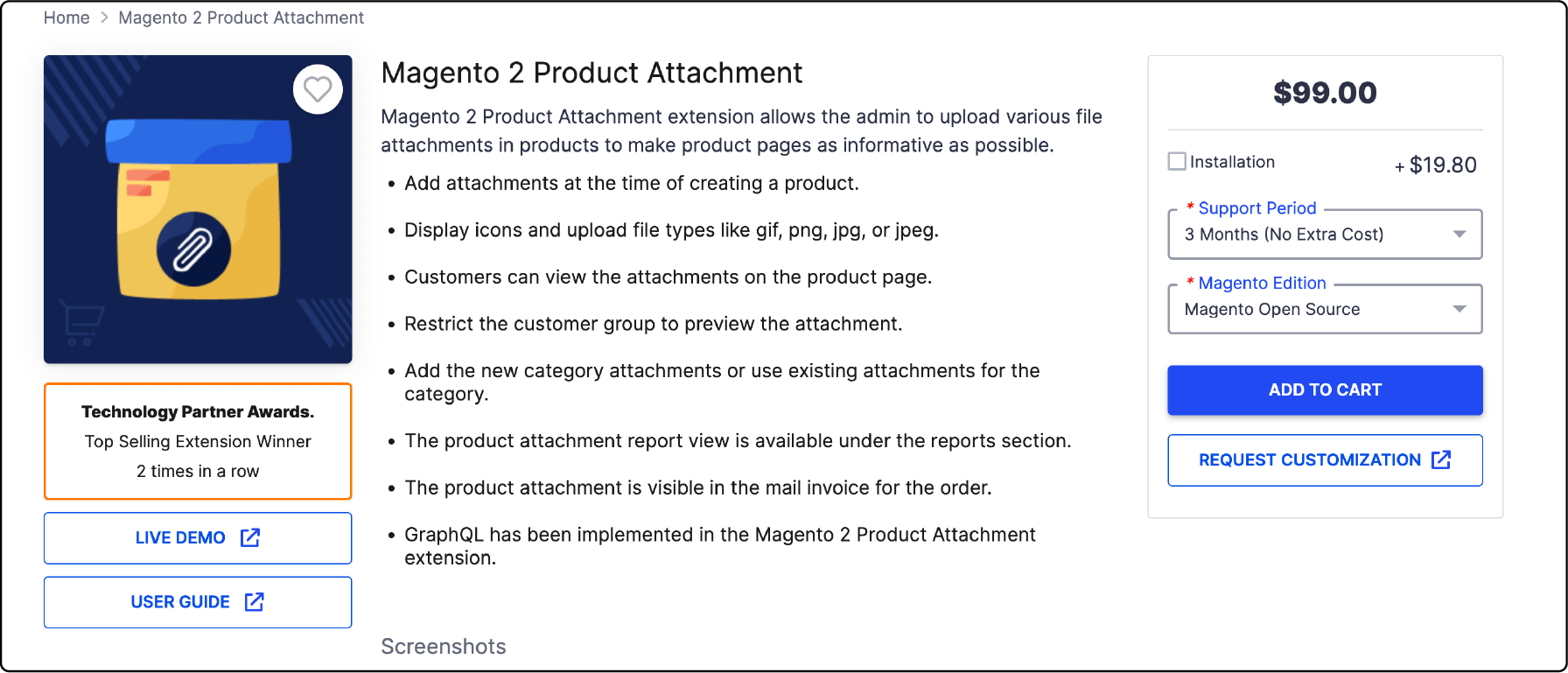 WebKul's Product Attachment for Magento 2 Screenshot