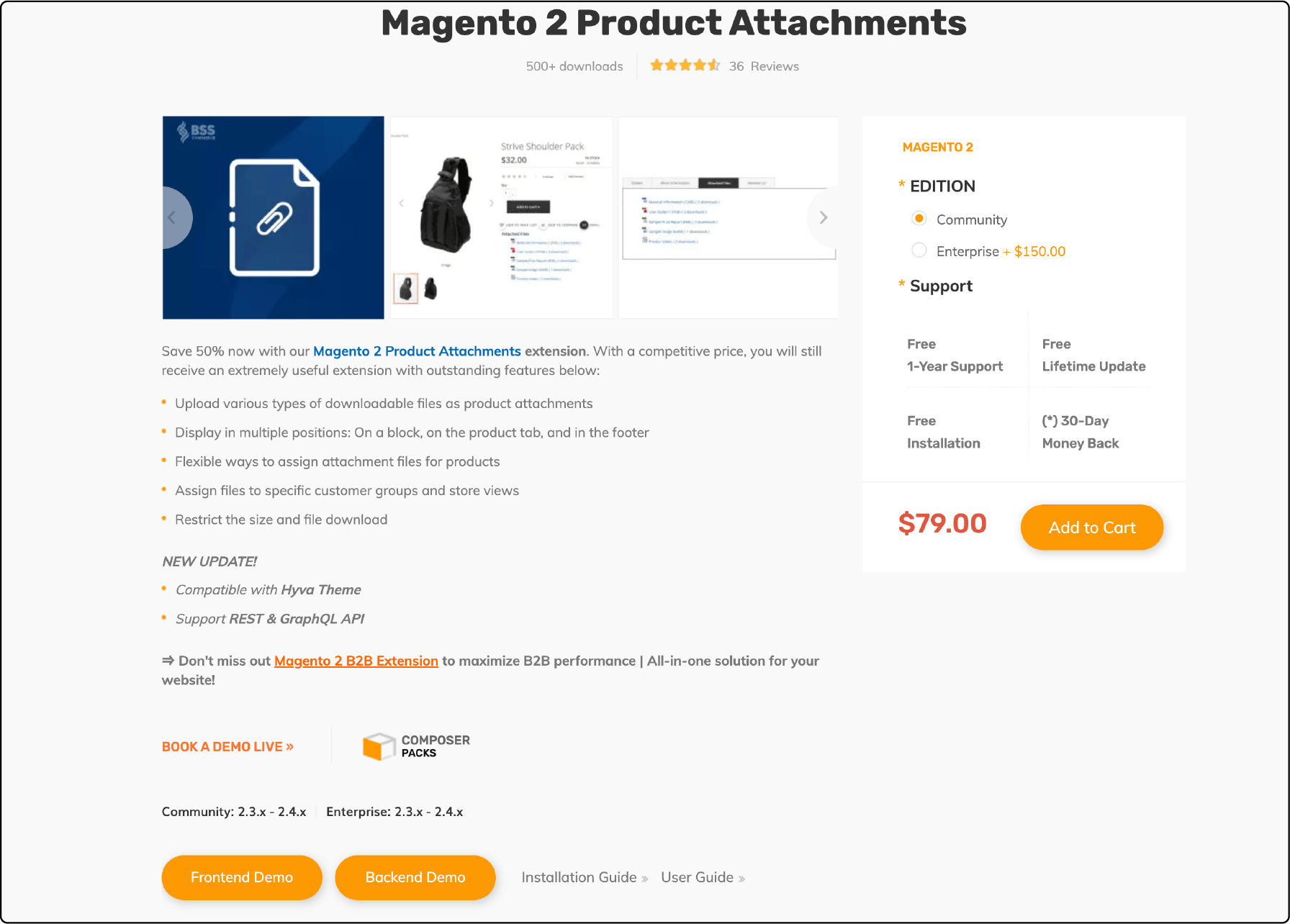 BSS Commerce's Magento 2 Product Attachments Screenshot