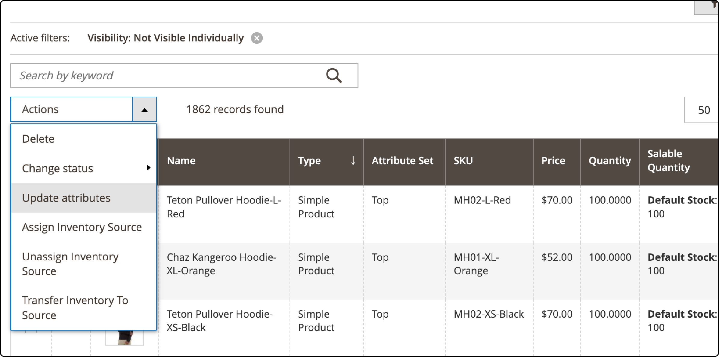 Updating attributes for products with Magento 2 color swatches