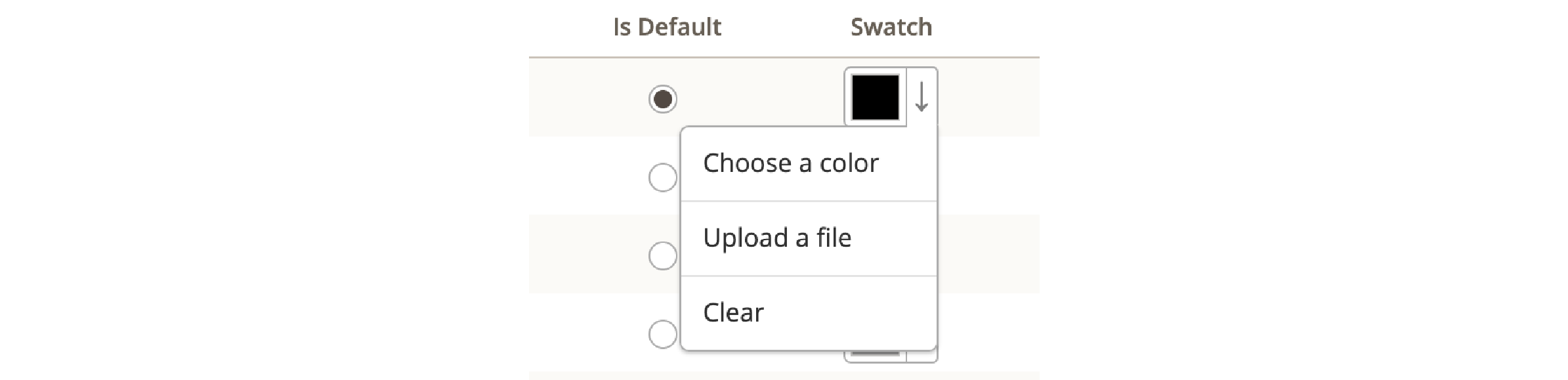 Selecting color options for Magento 2 swatches