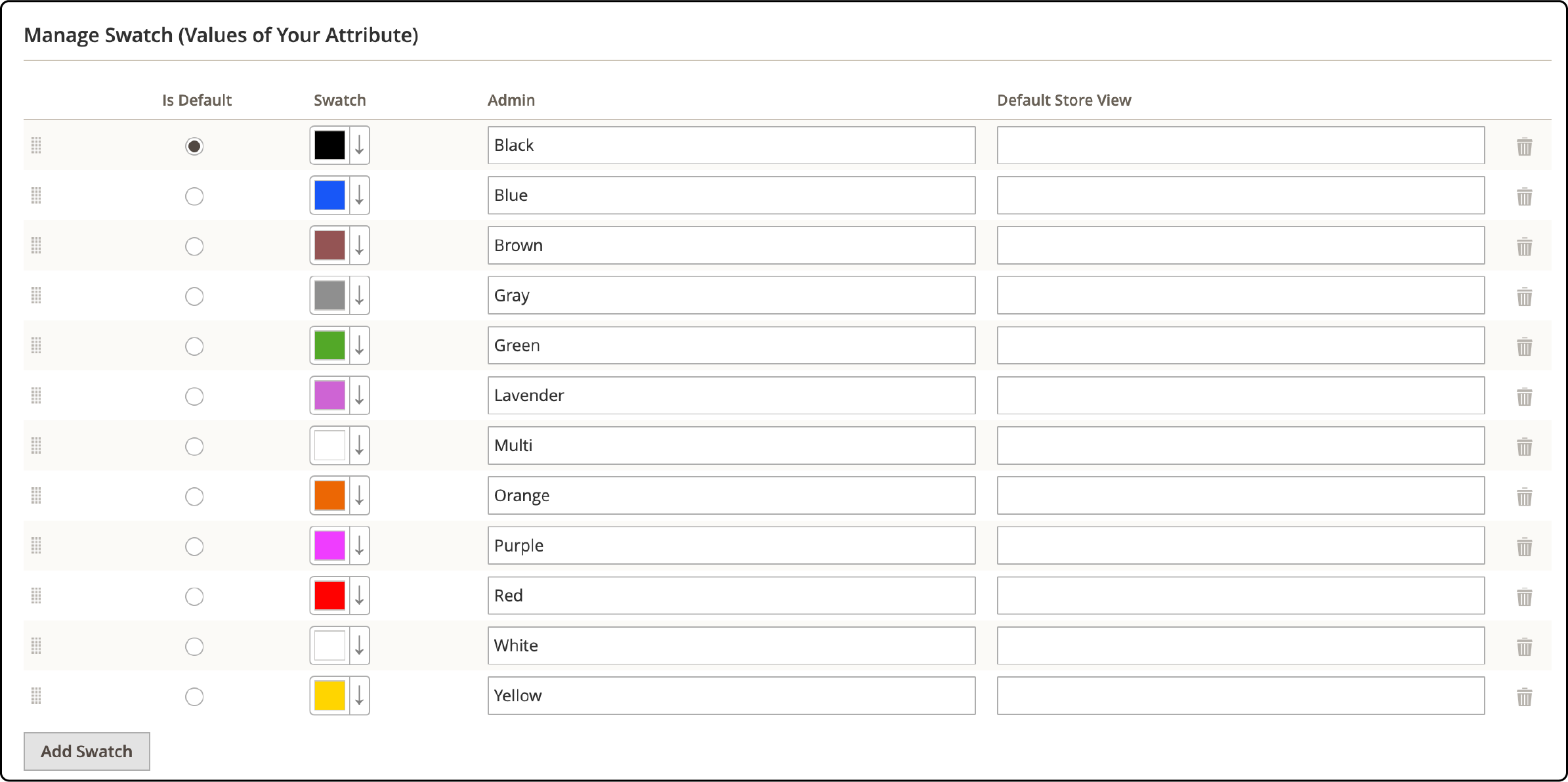 Adding a new color swatch in Magento 2 manage swatch section